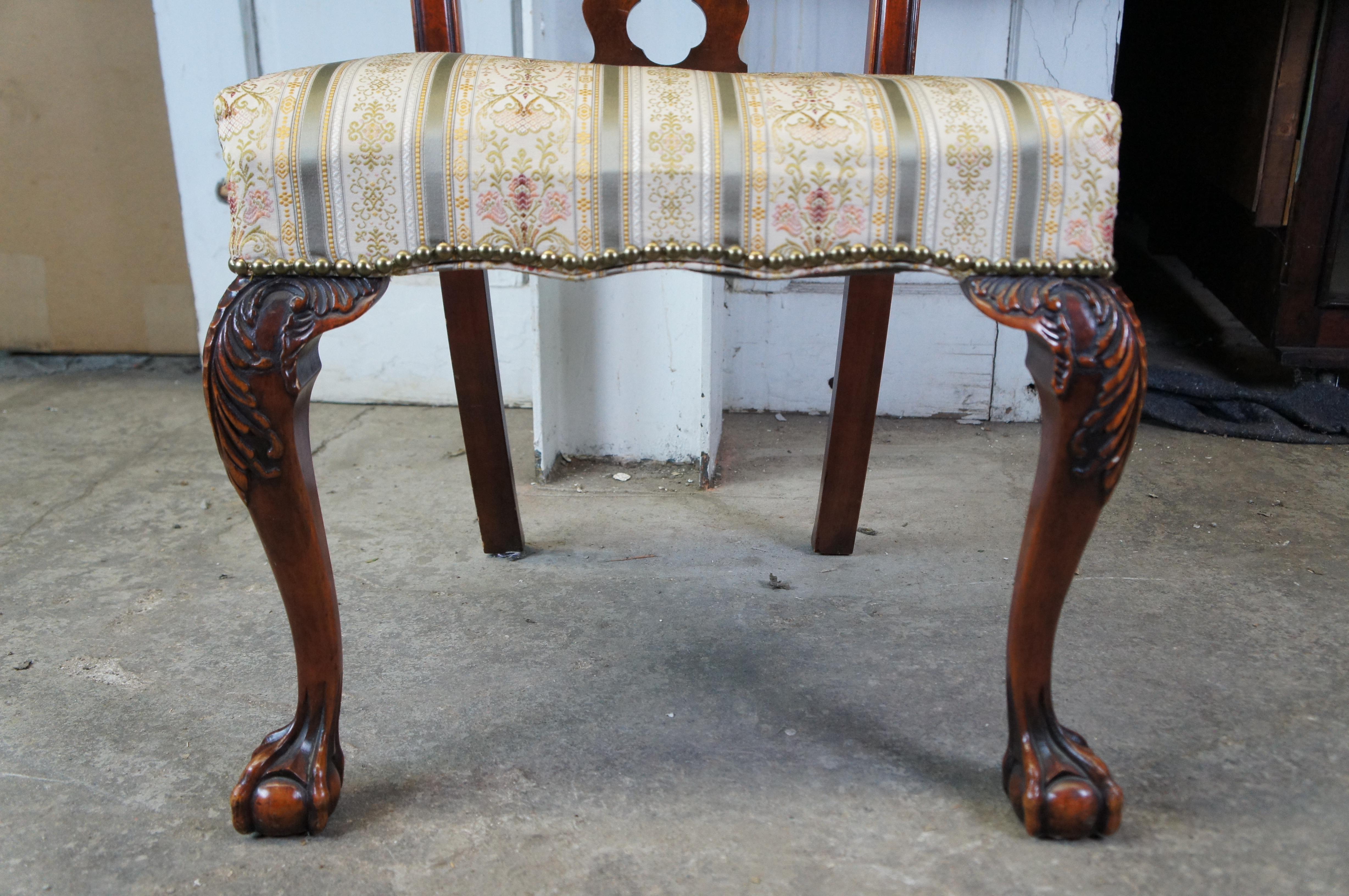 6 Antique Romweber English Chippendale Georgian Carved Mahogany Dining Chairs For Sale 5