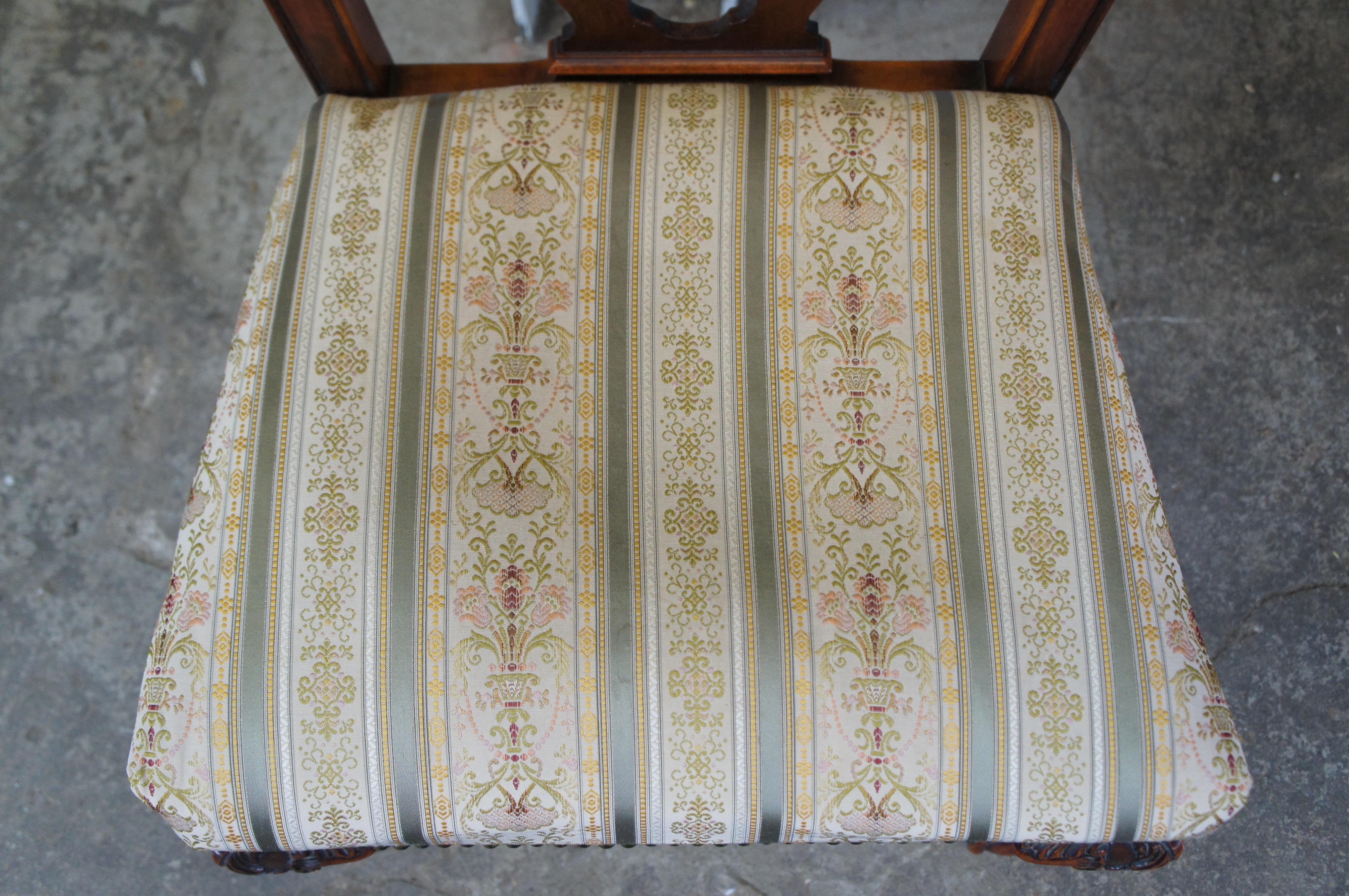 6 Antique Romweber English Chippendale Georgian Carved Mahogany Dining Chairs For Sale 6