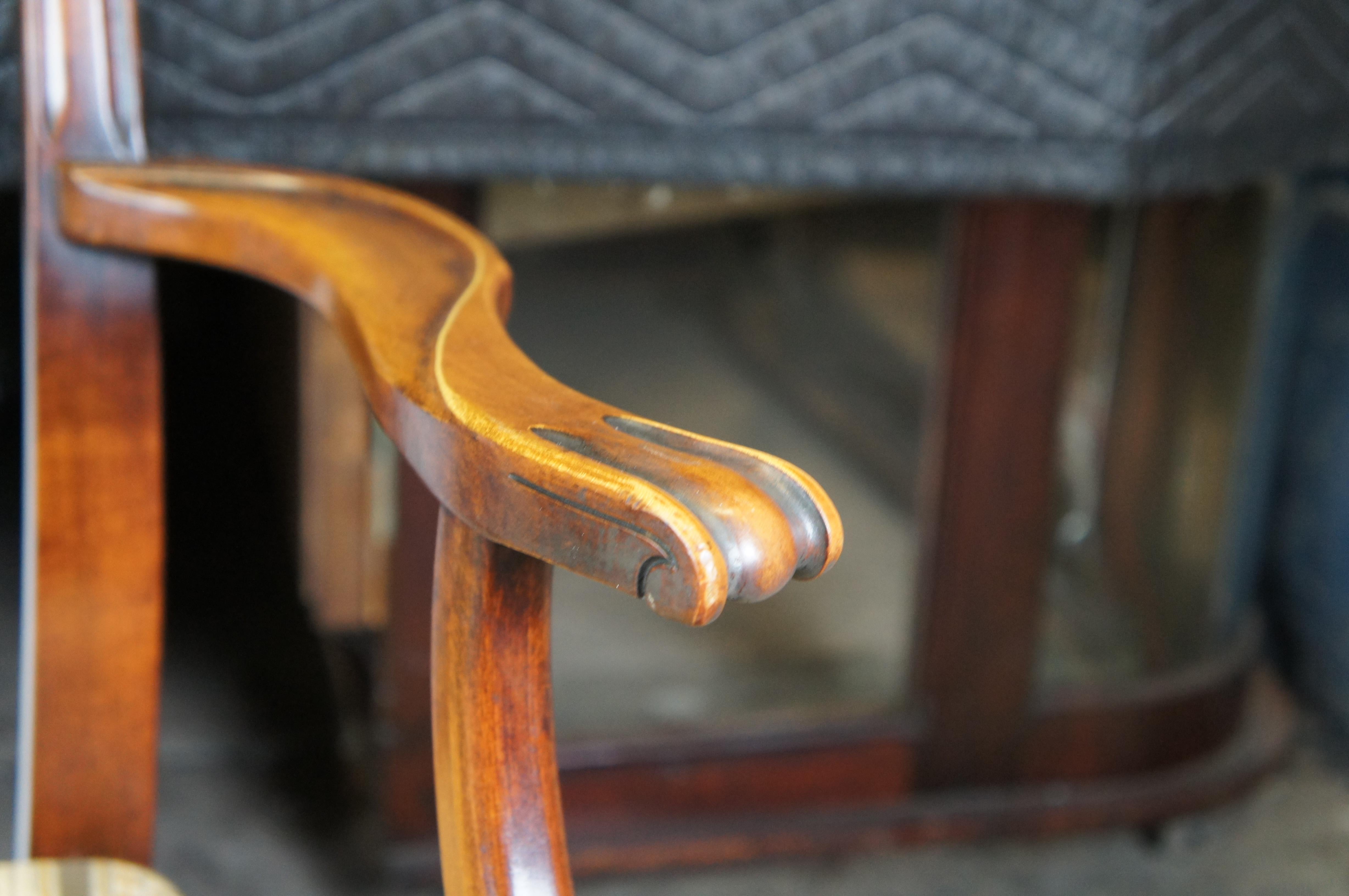 6 Antique Romweber English Chippendale Georgian Carved Mahogany Dining Chairs For Sale 2