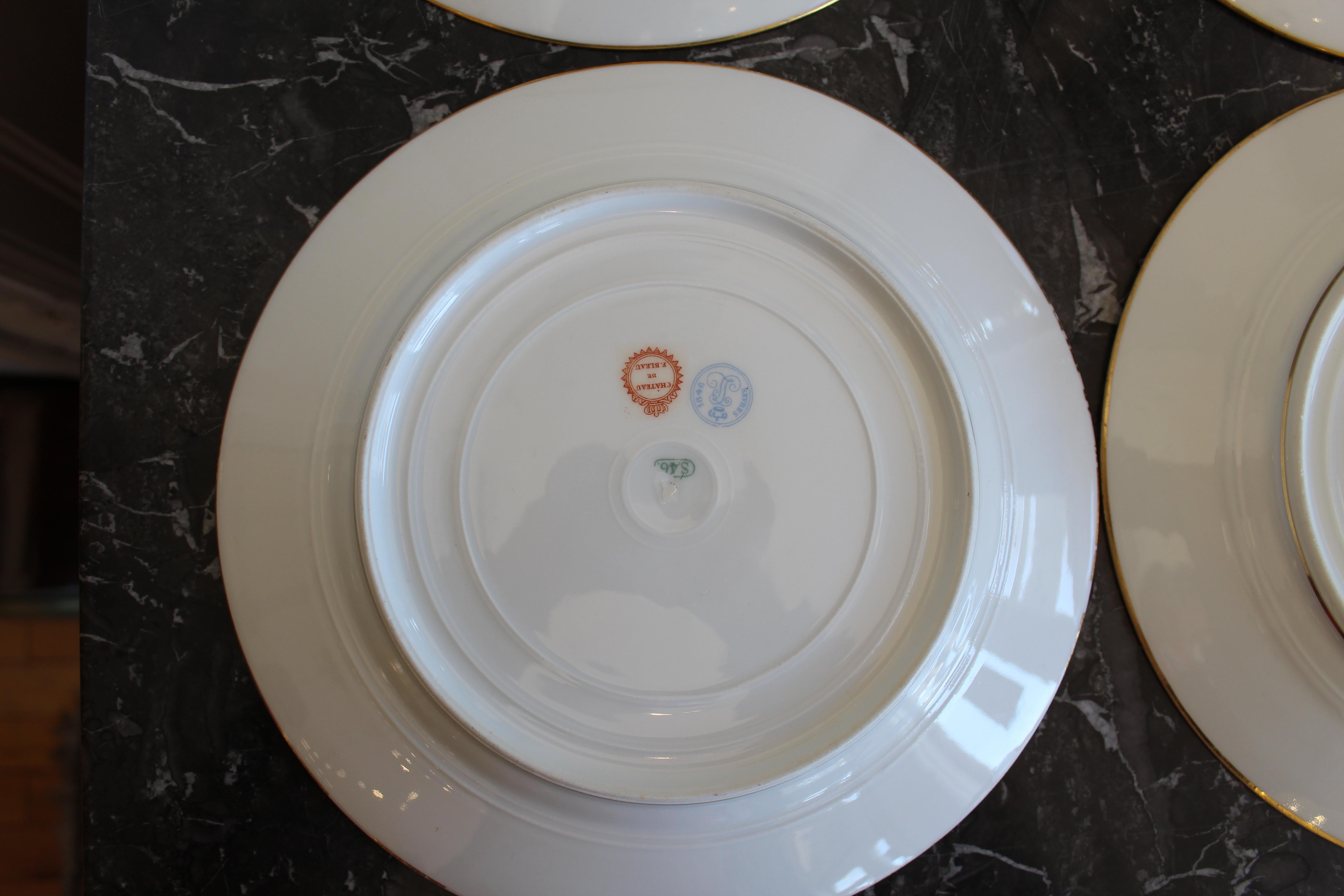  Sevres Chateau de Fountainbleu Pattern French Dinner or Cabinet Plates: 6 1