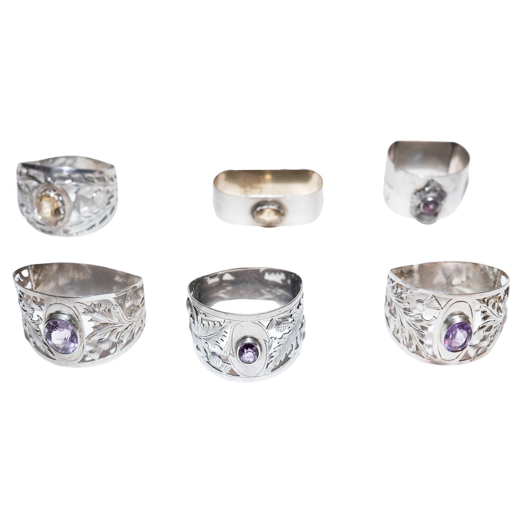 Pair of Antique English Sterling Silver Napkin Rings, 1898 For Sale at