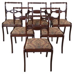 6 Antique Styled By Park English Regency American Cherry Paisley Dining Chairs 