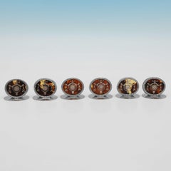 6 Antique Tortoiseshell & Sterling Silver Place Card Holders, London, 1914