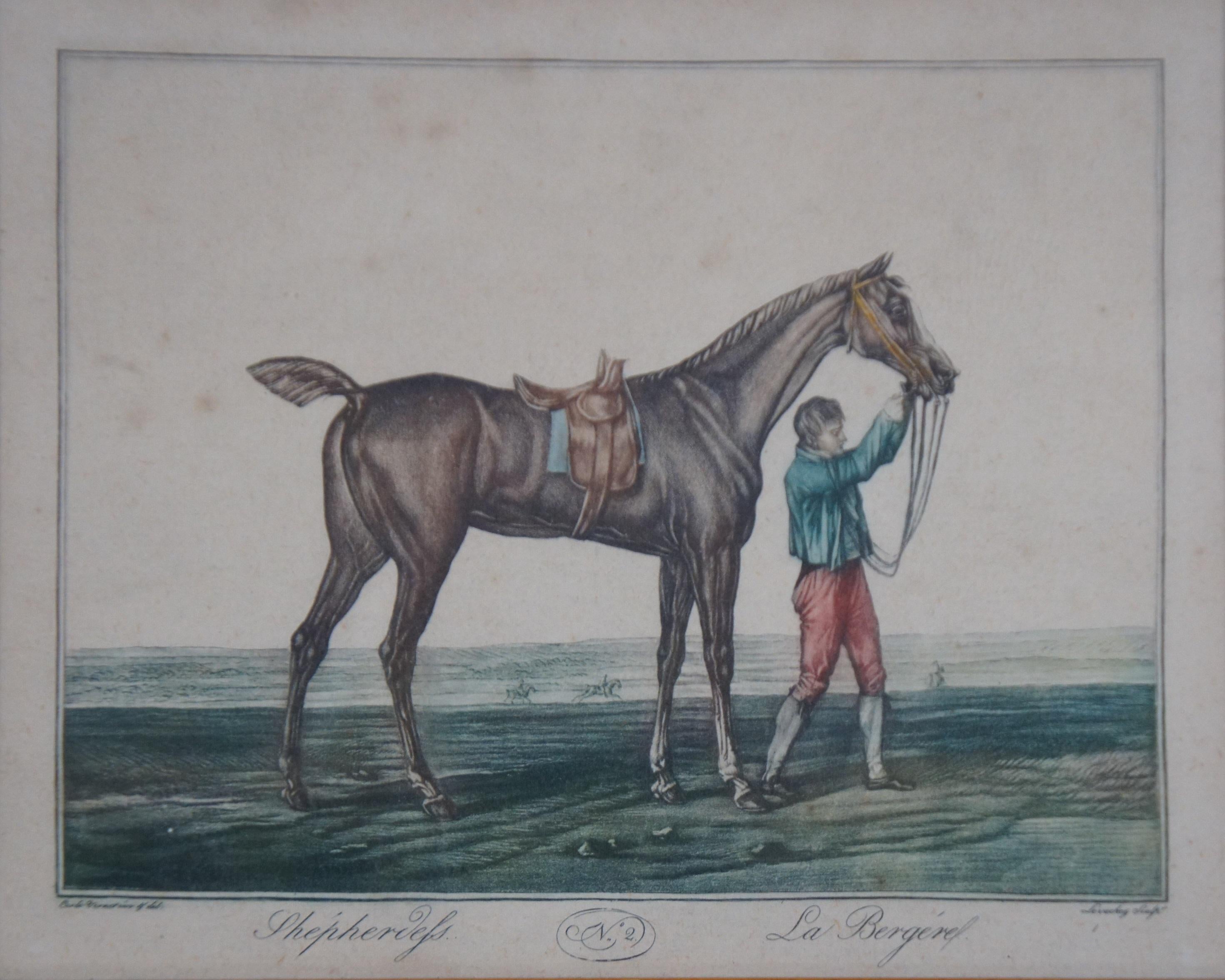 6 Antique Vernet Levachez Equestrian Horse Fox Hunt Aquatint Engravings 8