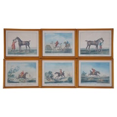 6 Used Vernet Levachez Equestrian Horse Fox Hunt Aquatint Engravings 8"