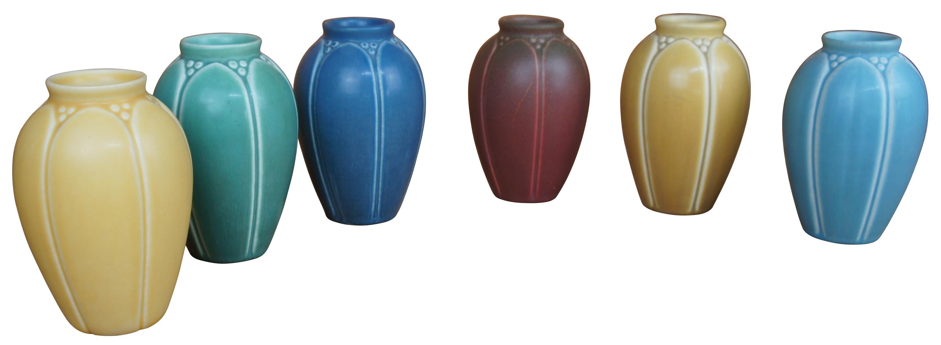 Arts and Crafts 6 Antique Victorian 1920s Rookwood Pottery Arts & Crafts Matte Bud Vases, 2088