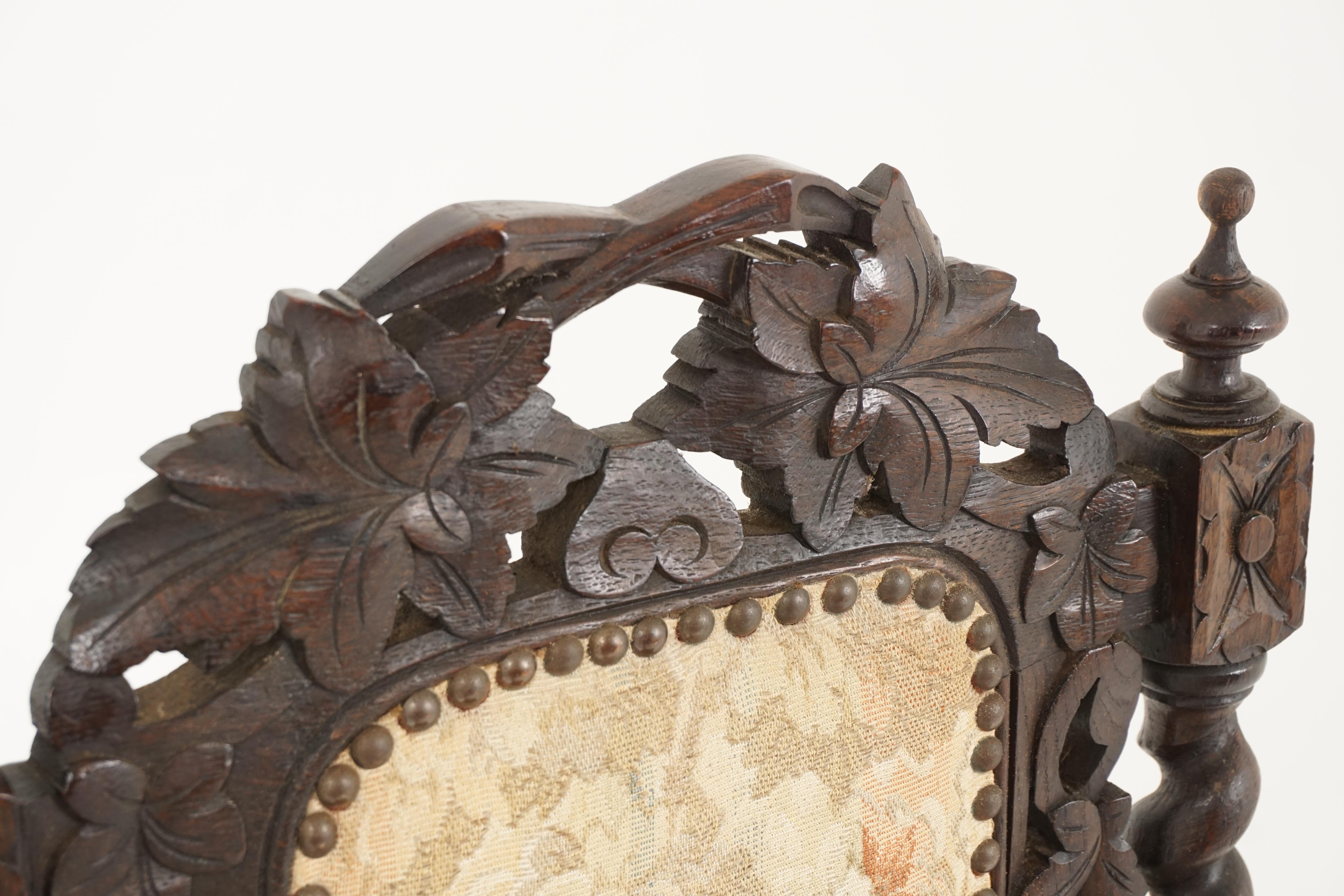 6 Antique Victorian Chairs, Carved Oak, Gothic Revival, Scotland 1880, B2347 2