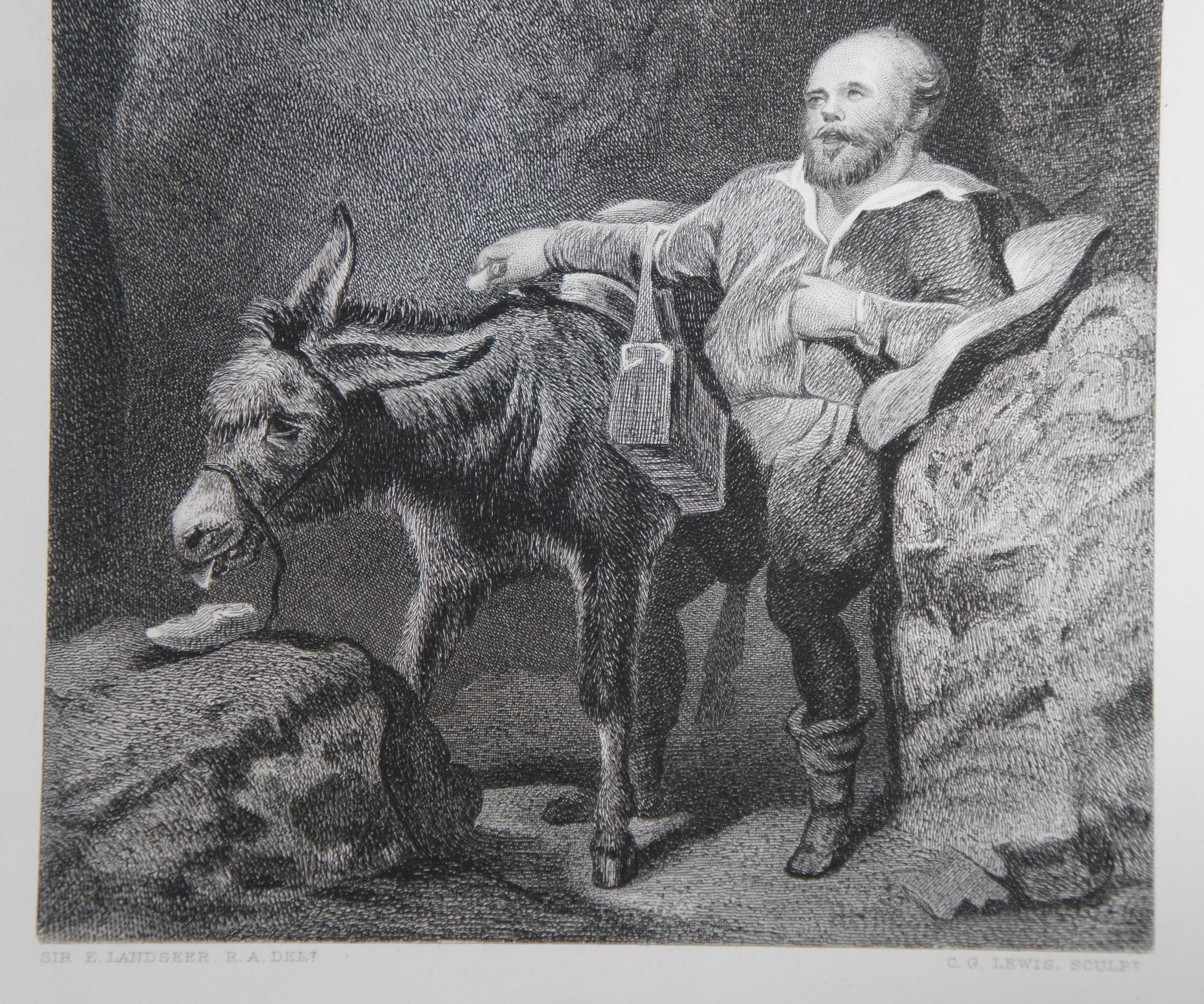6 antike Virtue & Co Sir Edwin Landseer Hirsch-Hunde- Jagd-Gravurdrucke 14