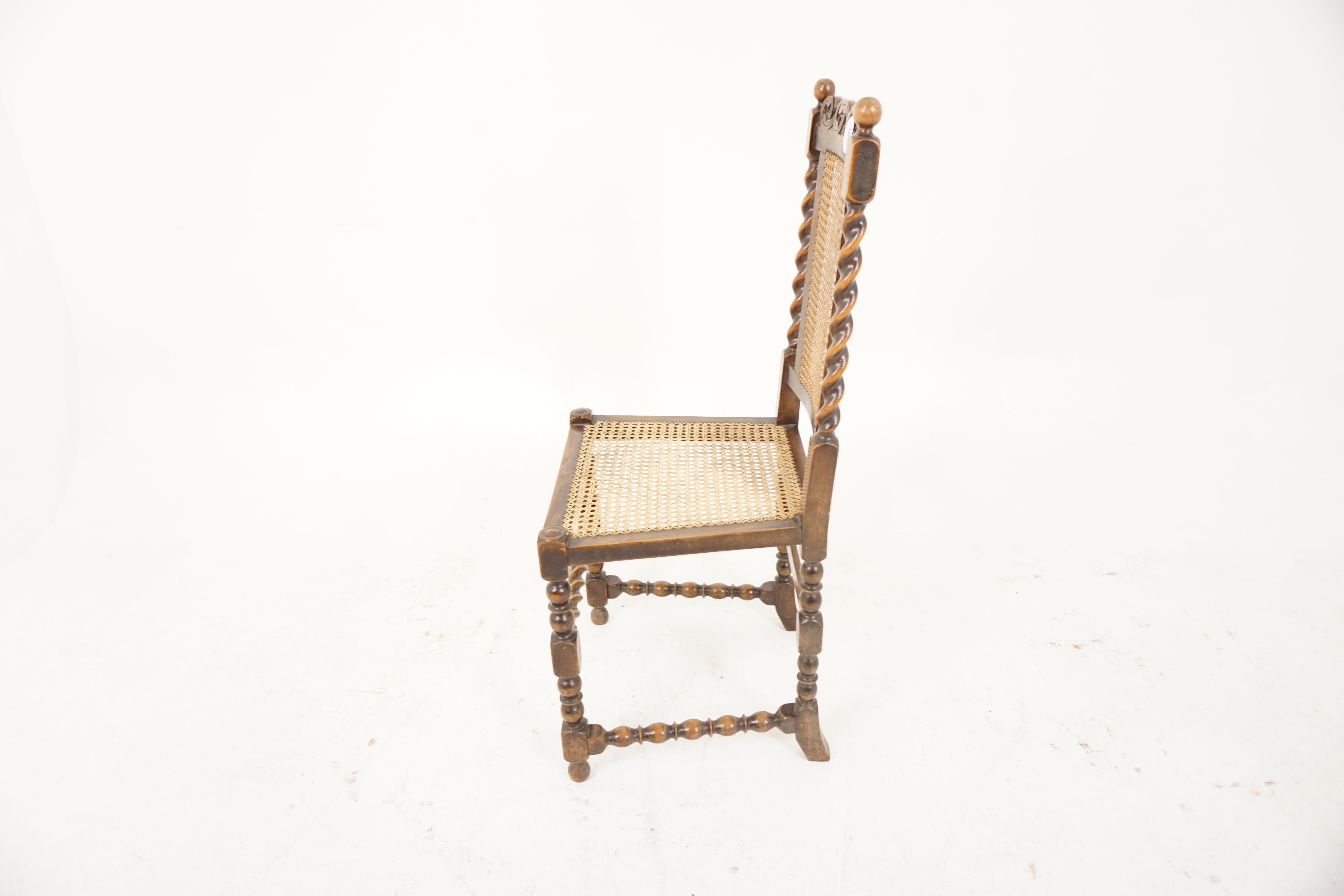 6 Antique Walnut Chairs, Barley Twist Dining Chairs, Scotland 1910, H1030 2