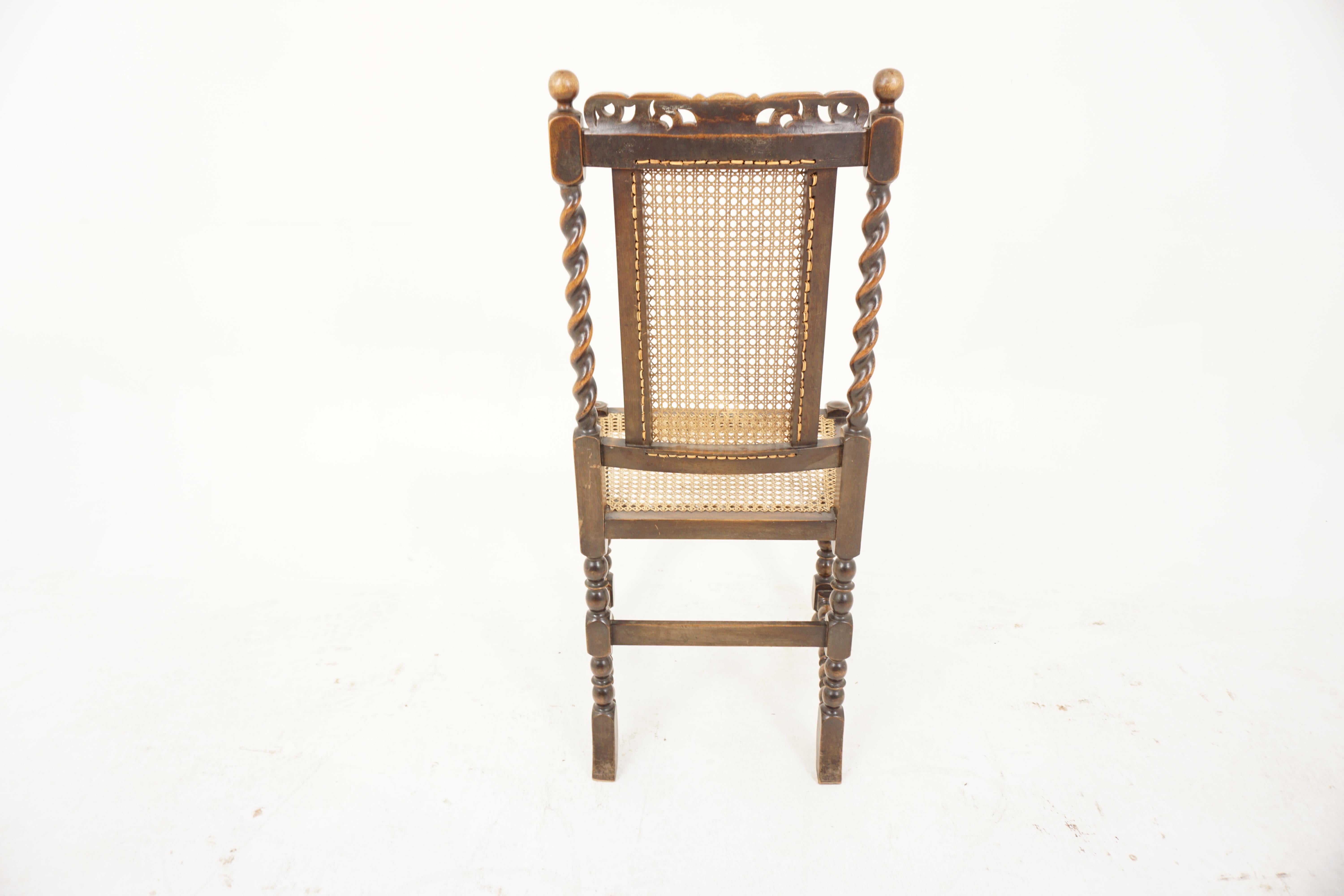 6 Antique Walnut Chairs, Barley Twist Dining Chairs, Scotland 1910, H1030 3