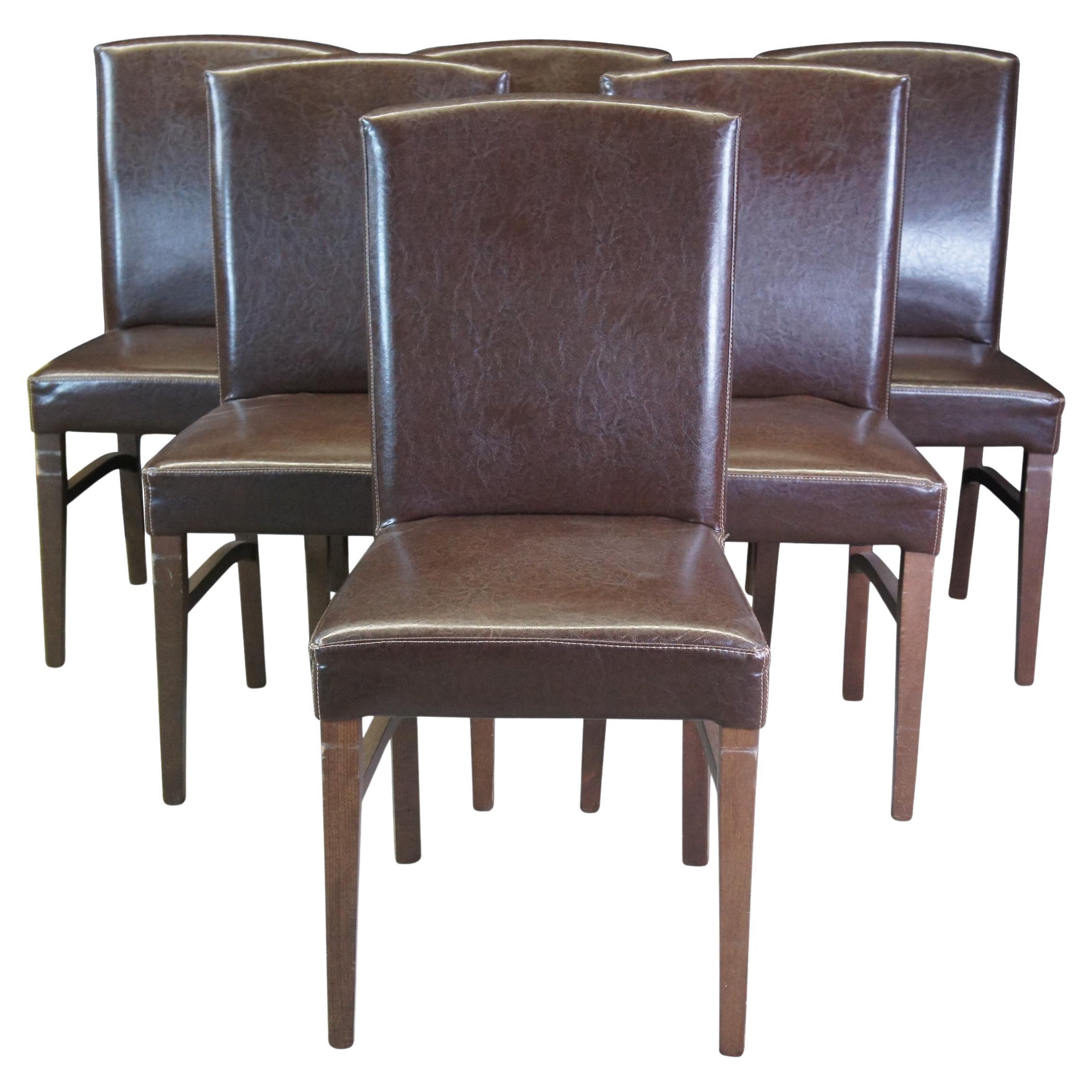 6 Arhaus Furniture Italian Faux Leather Capri Dining Breakfast Room Chairs
