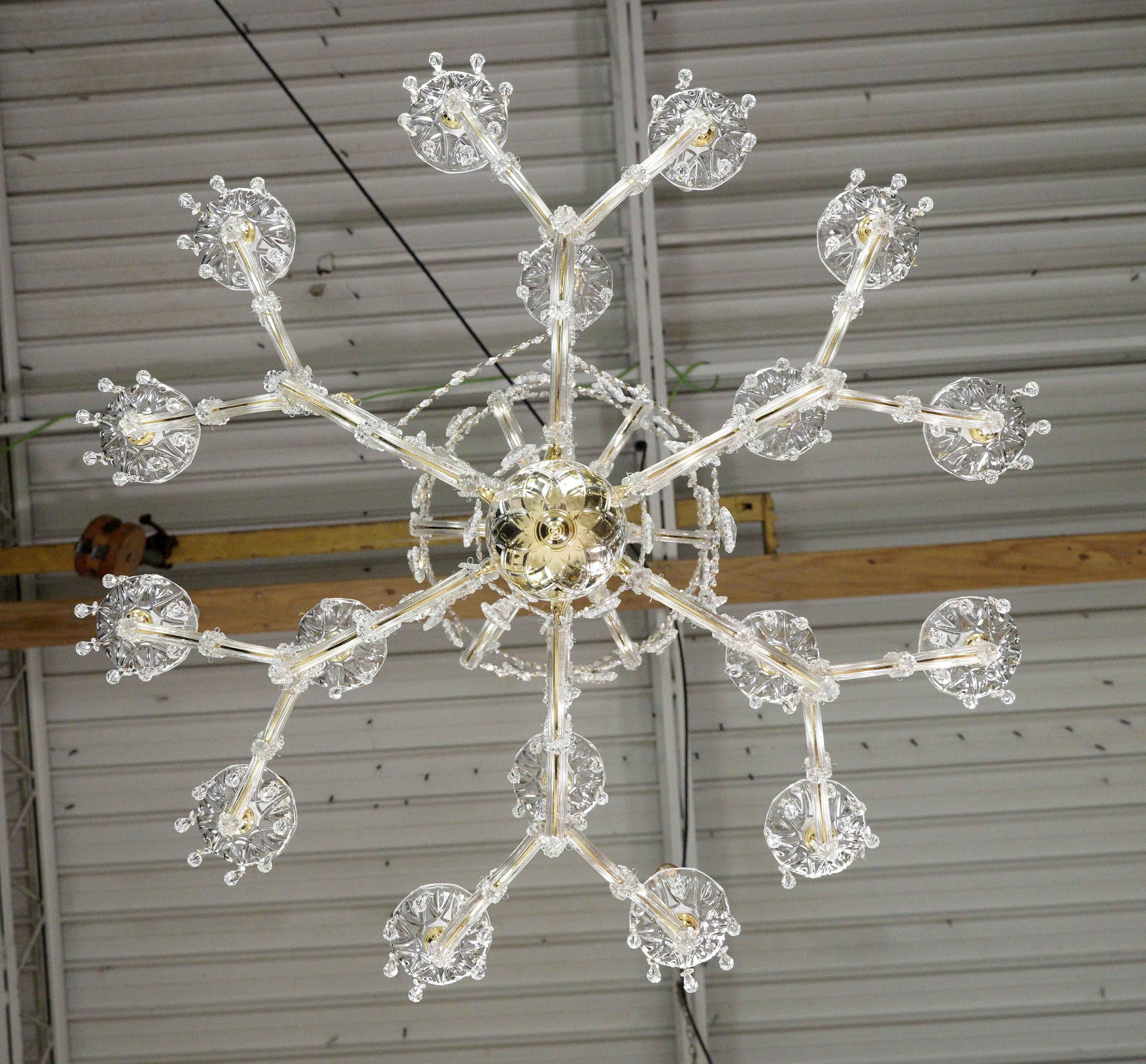 6 Arm 18 Lights Marie Therese Crystal & Brass Chandelier For Sale 11