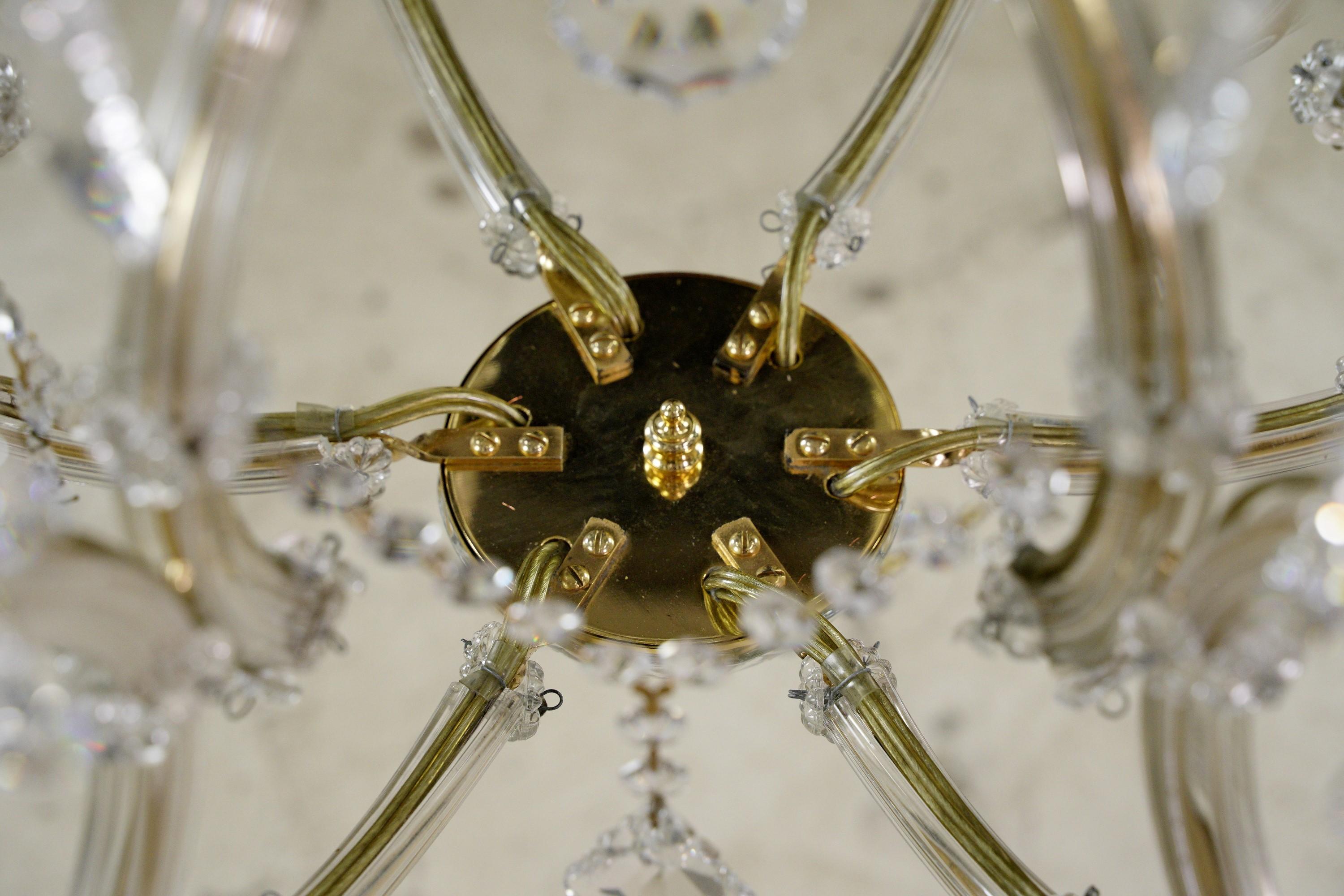 6 Arm 18 Lights Marie Therese Crystal & Brass Chandelier For Sale 3