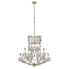 Lampadario a 6 bracci e 18 luci in cristallo e ottone Marie Therese