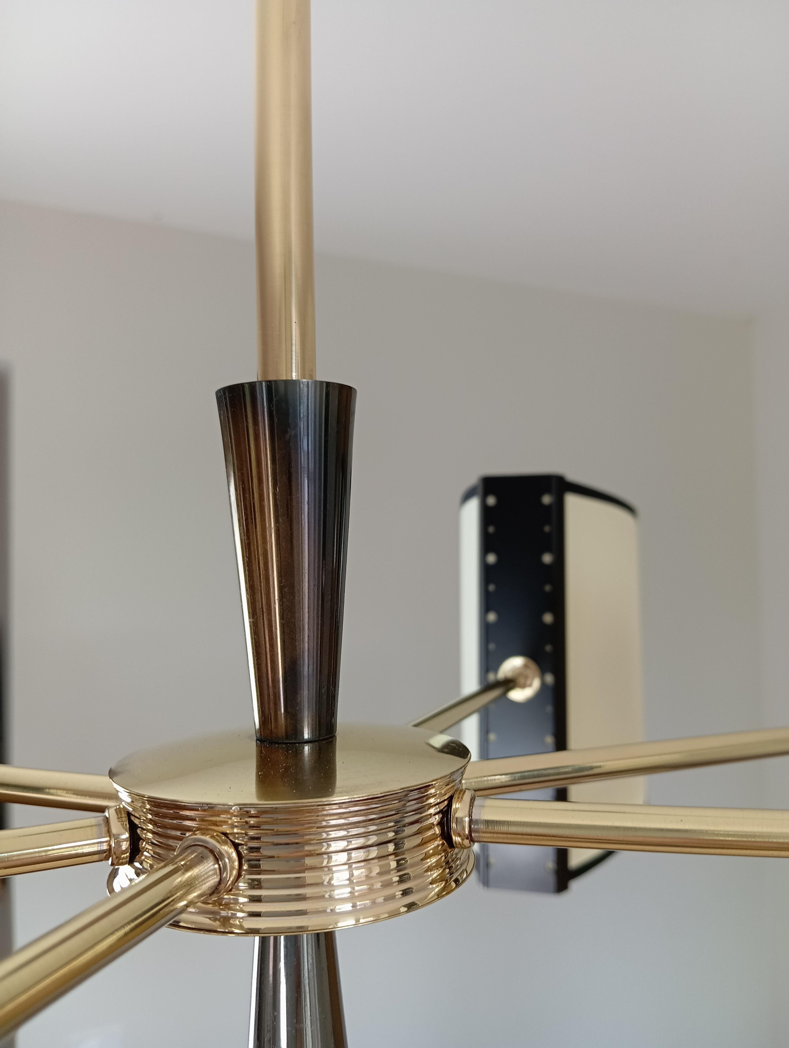 6-arm asymmetrical chandelier, Maison Lunel circa 1950 3