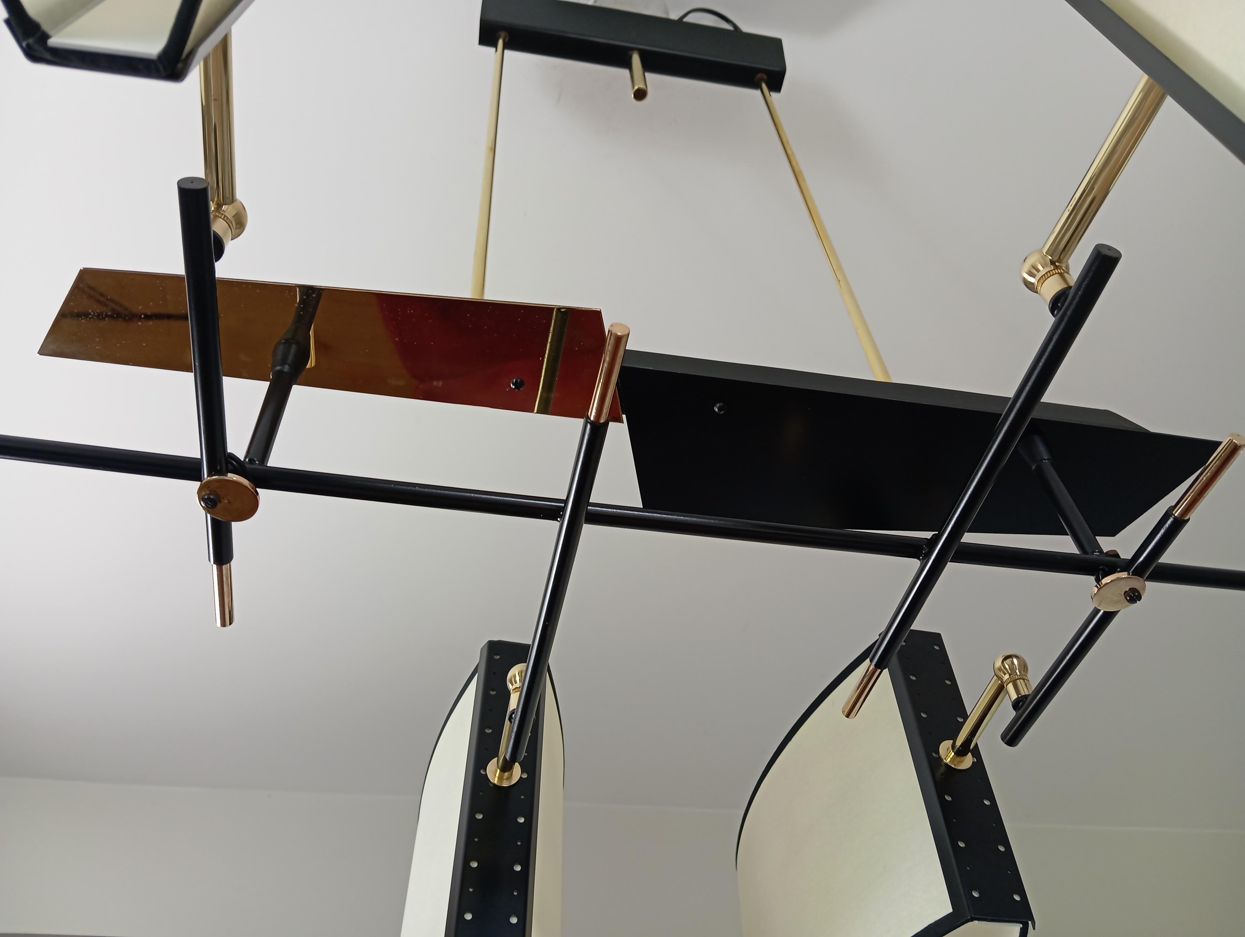Lampadario asimmetrico a 6 bracci, Maison Lunel, circa 1950 in vendita 3