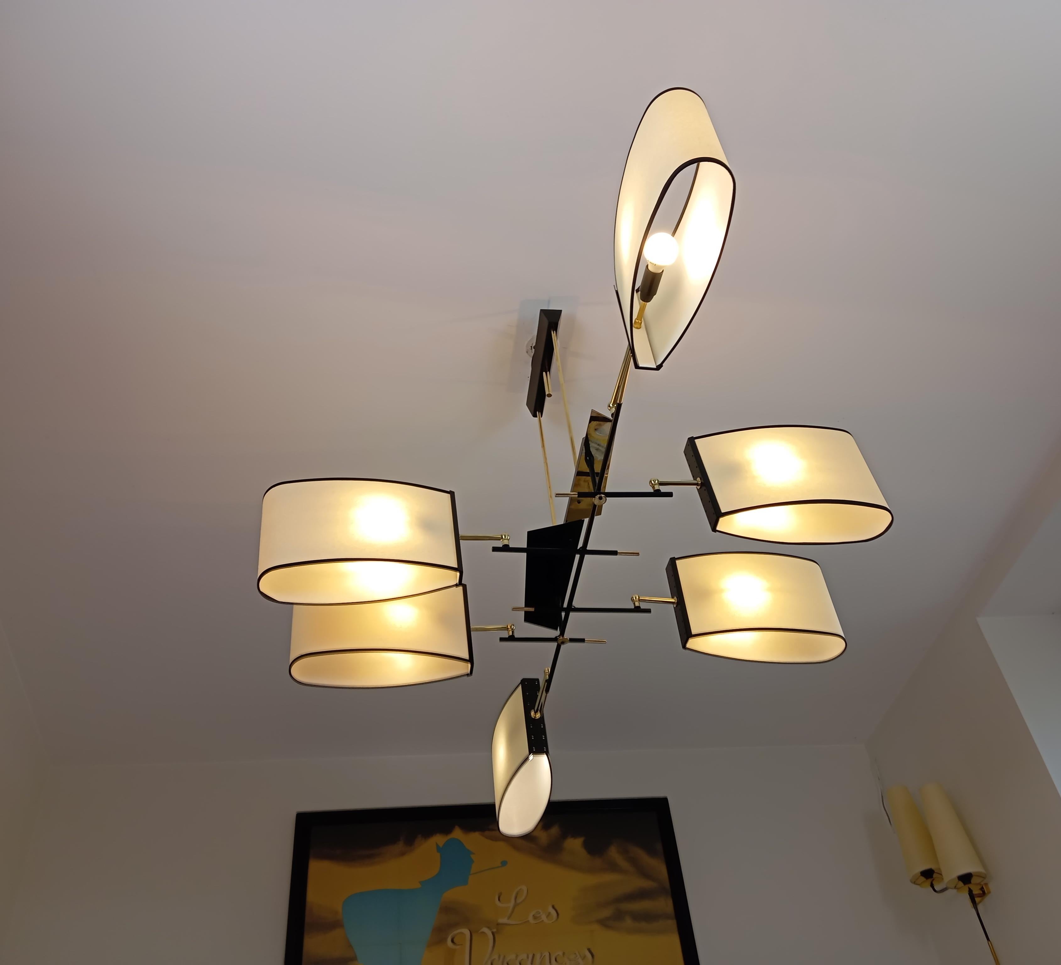 Lampadario asimmetrico a 6 bracci, Maison Lunel, circa 1950 in vendita 7