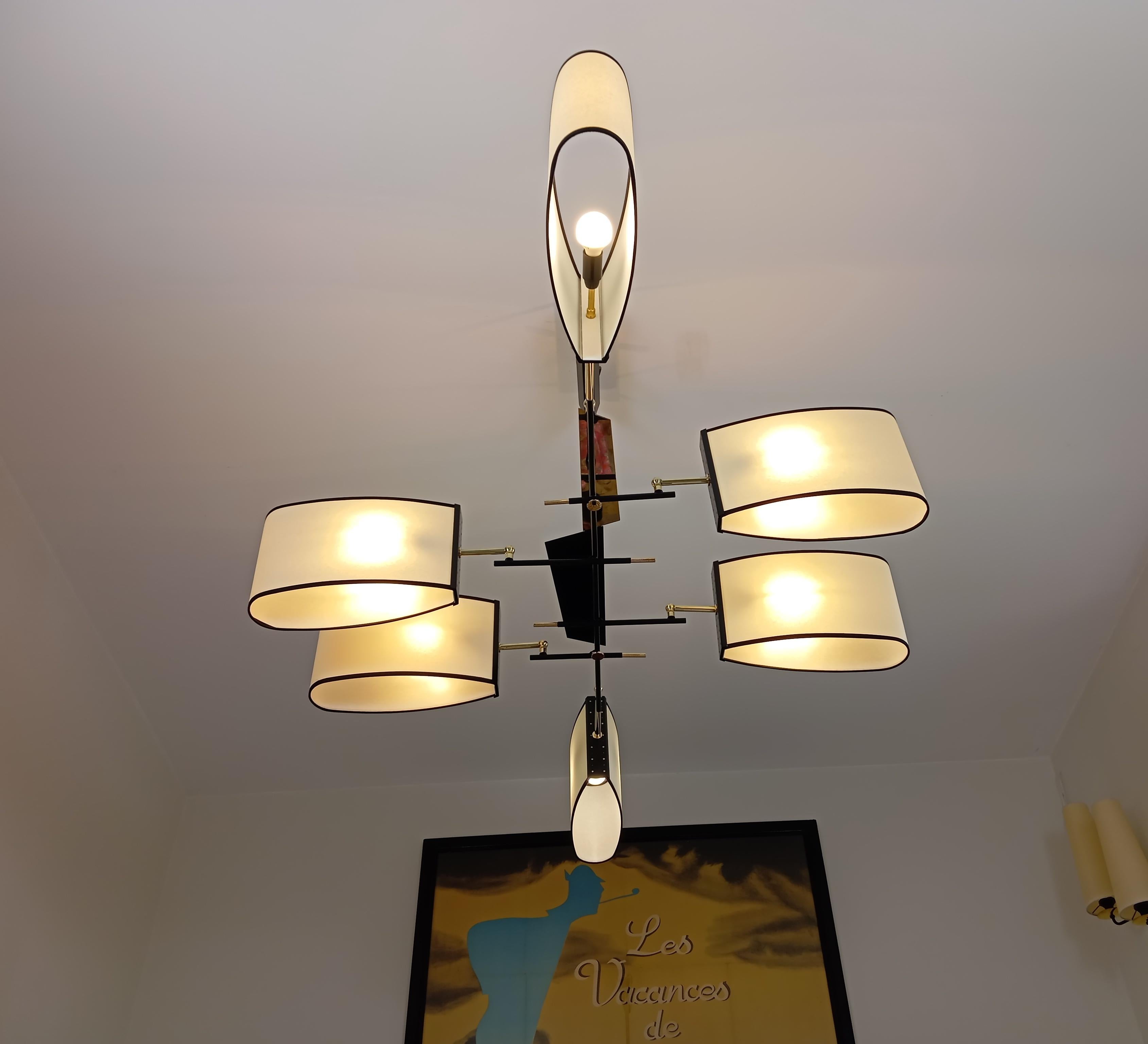 Lampadario asimmetrico a 6 bracci, Maison Lunel, circa 1950 in vendita 8