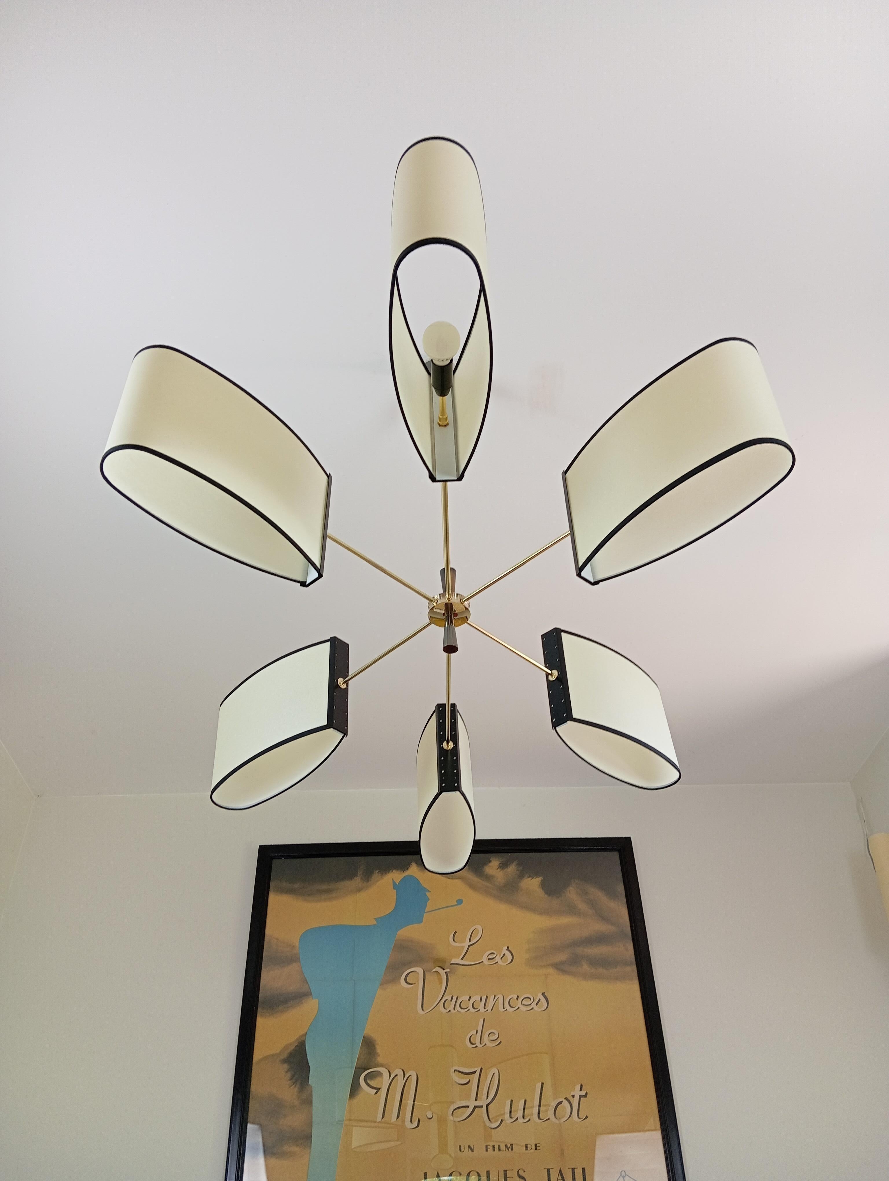 6-arm asymmetrical chandelier, Maison Lunel circa 1950 9
