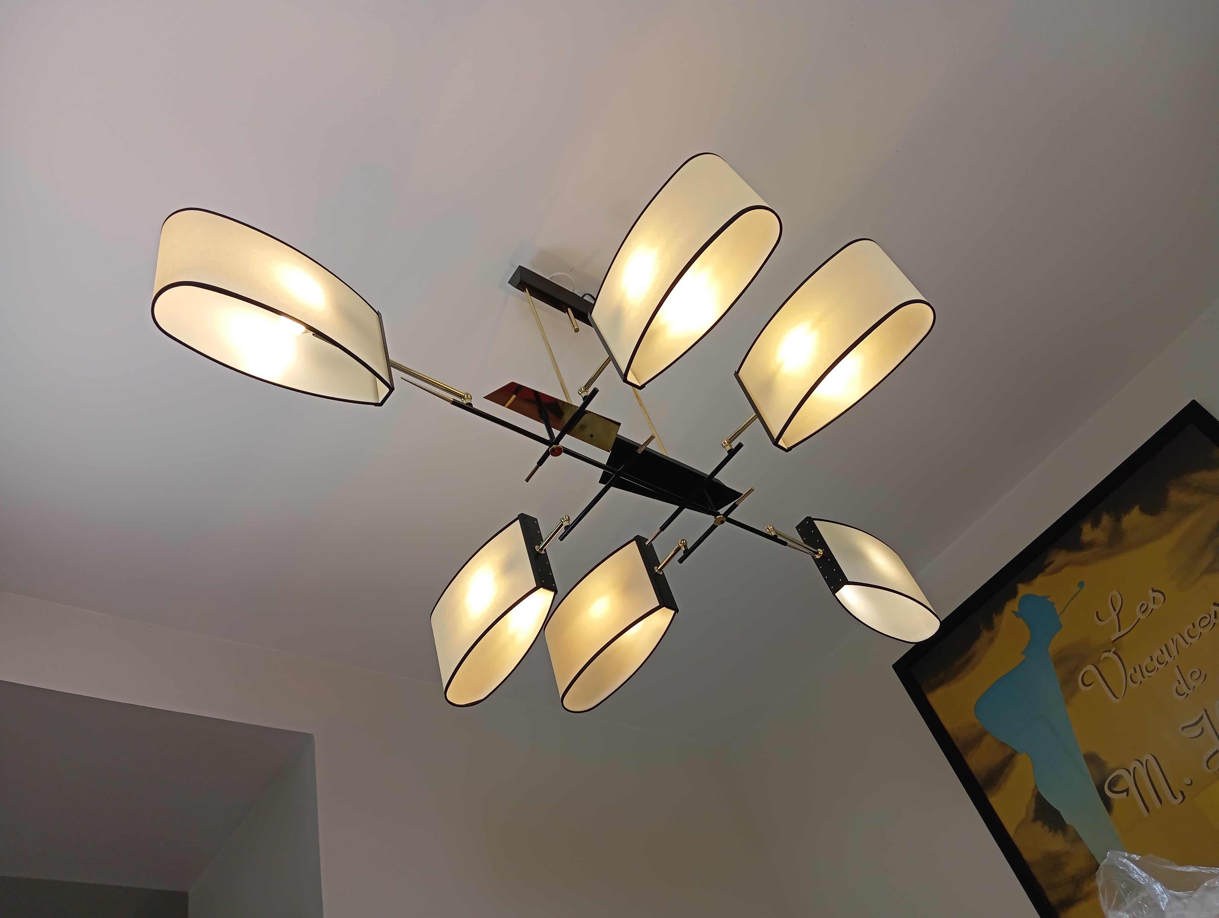 Lampadario asimmetrico a 6 bracci, Maison Lunel, circa 1950 in vendita 9