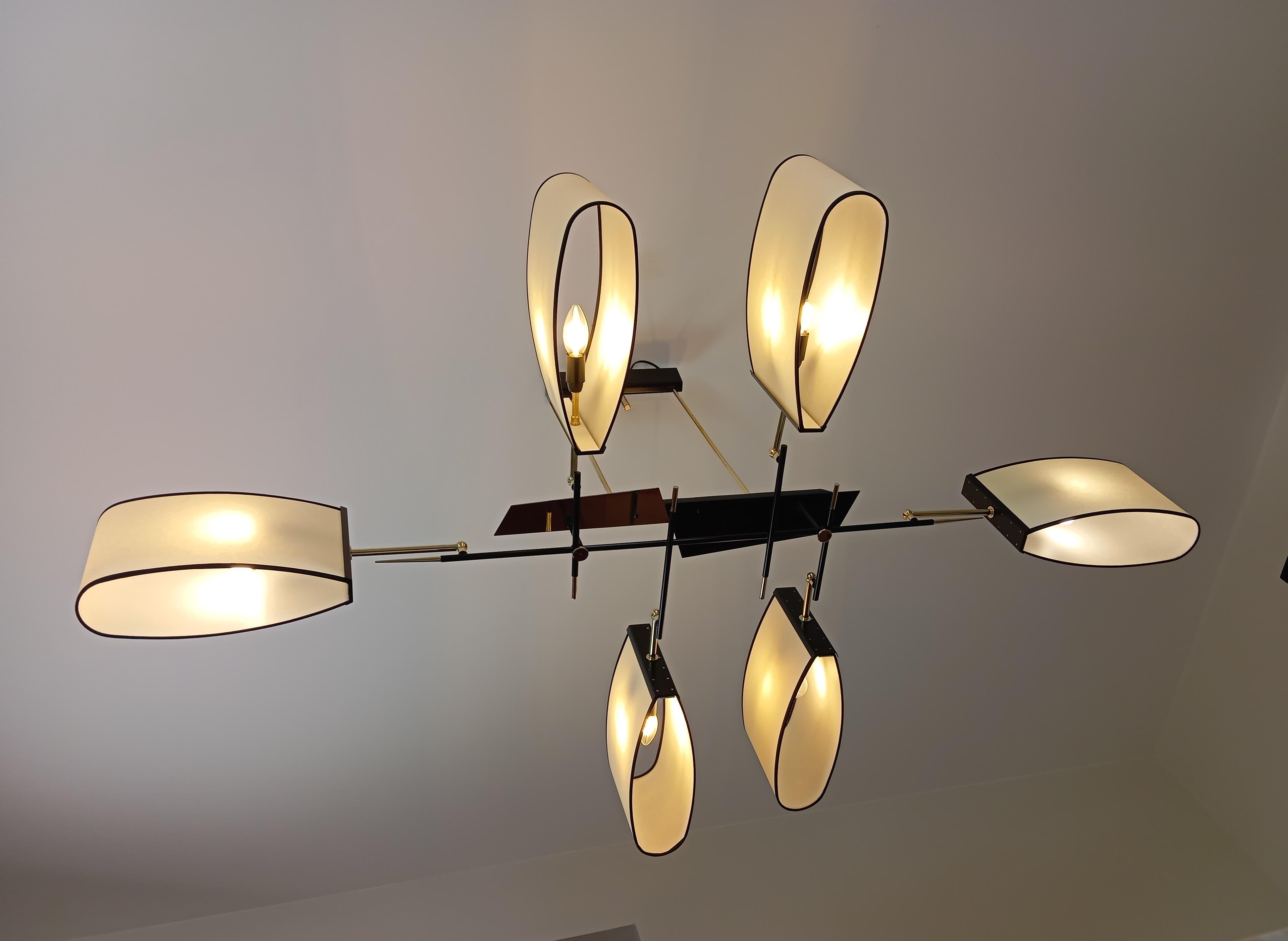 Lampadario asimmetrico a 6 bracci, Maison Lunel, circa 1950 in vendita 10