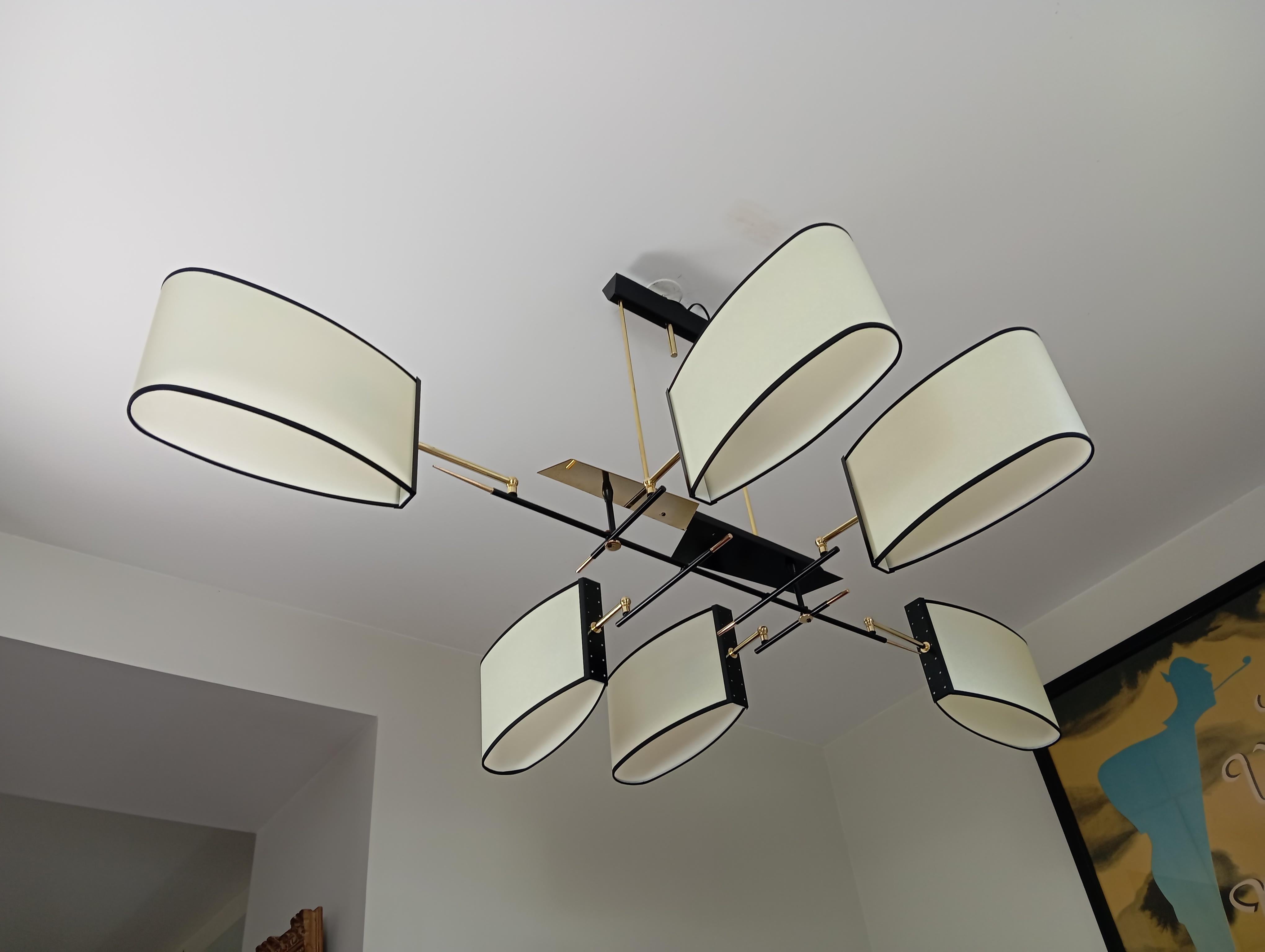 XX secolo Lampadario asimmetrico a 6 bracci, Maison Lunel, circa 1950 in vendita
