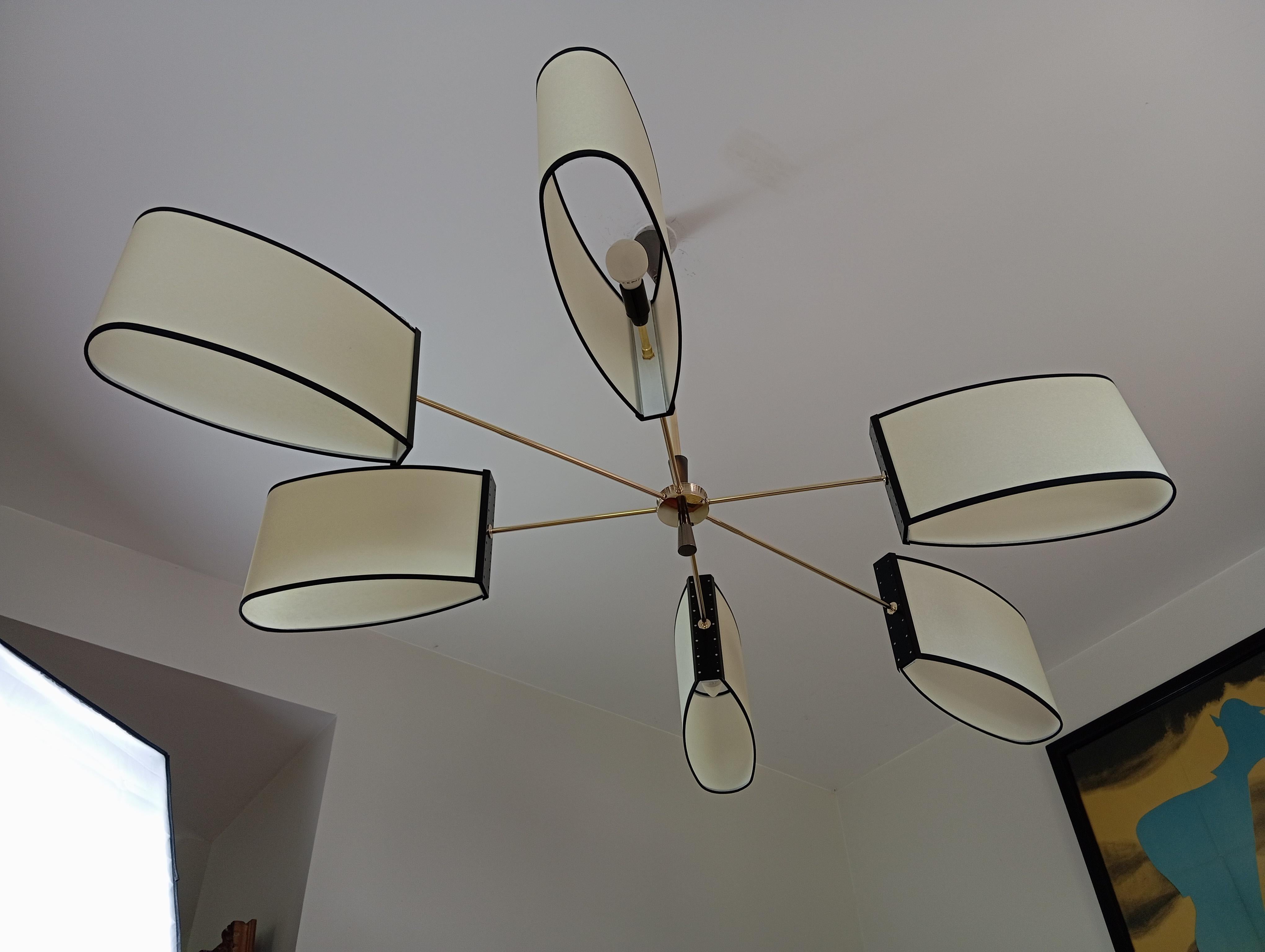 6-arm asymmetrical chandelier, Maison Lunel circa 1950 1