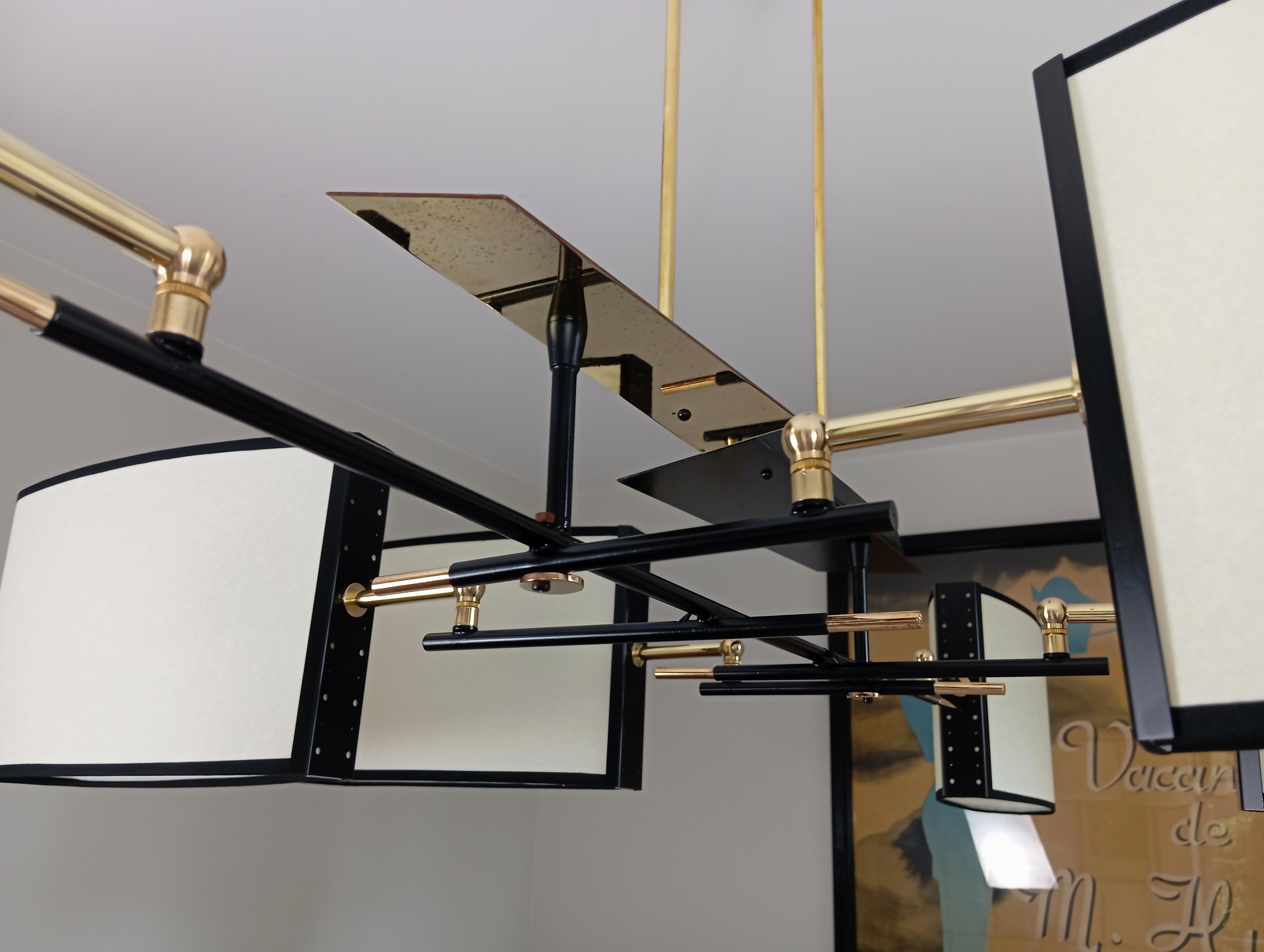 Lampadario asimmetrico a 6 bracci, Maison Lunel, circa 1950 in vendita 1