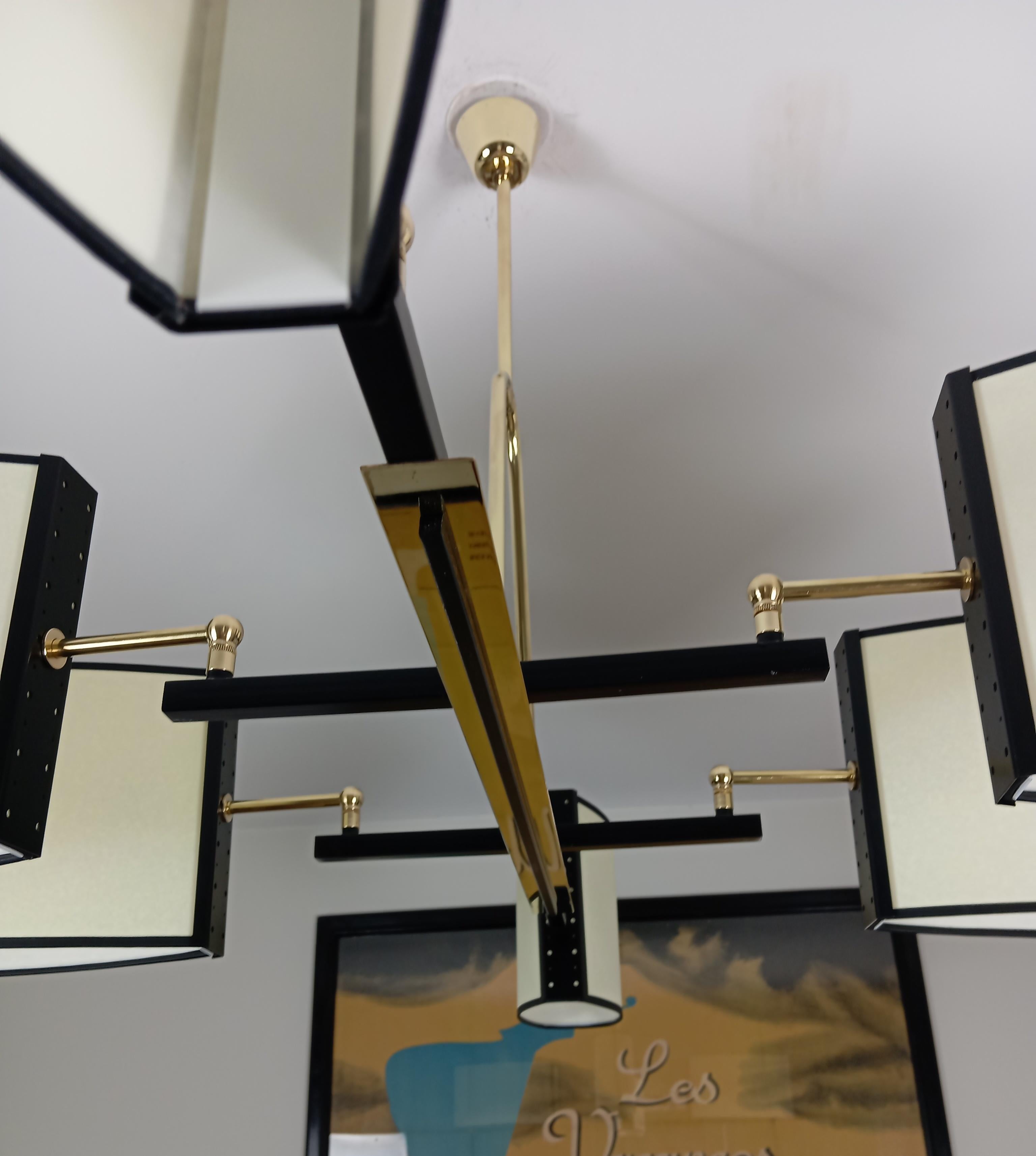 Lampadario a 6 bracci di R. Lunel, circa 1950 in vendita 10