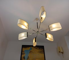 Lampadario a 6 bracci di R. Lunel, circa 1950