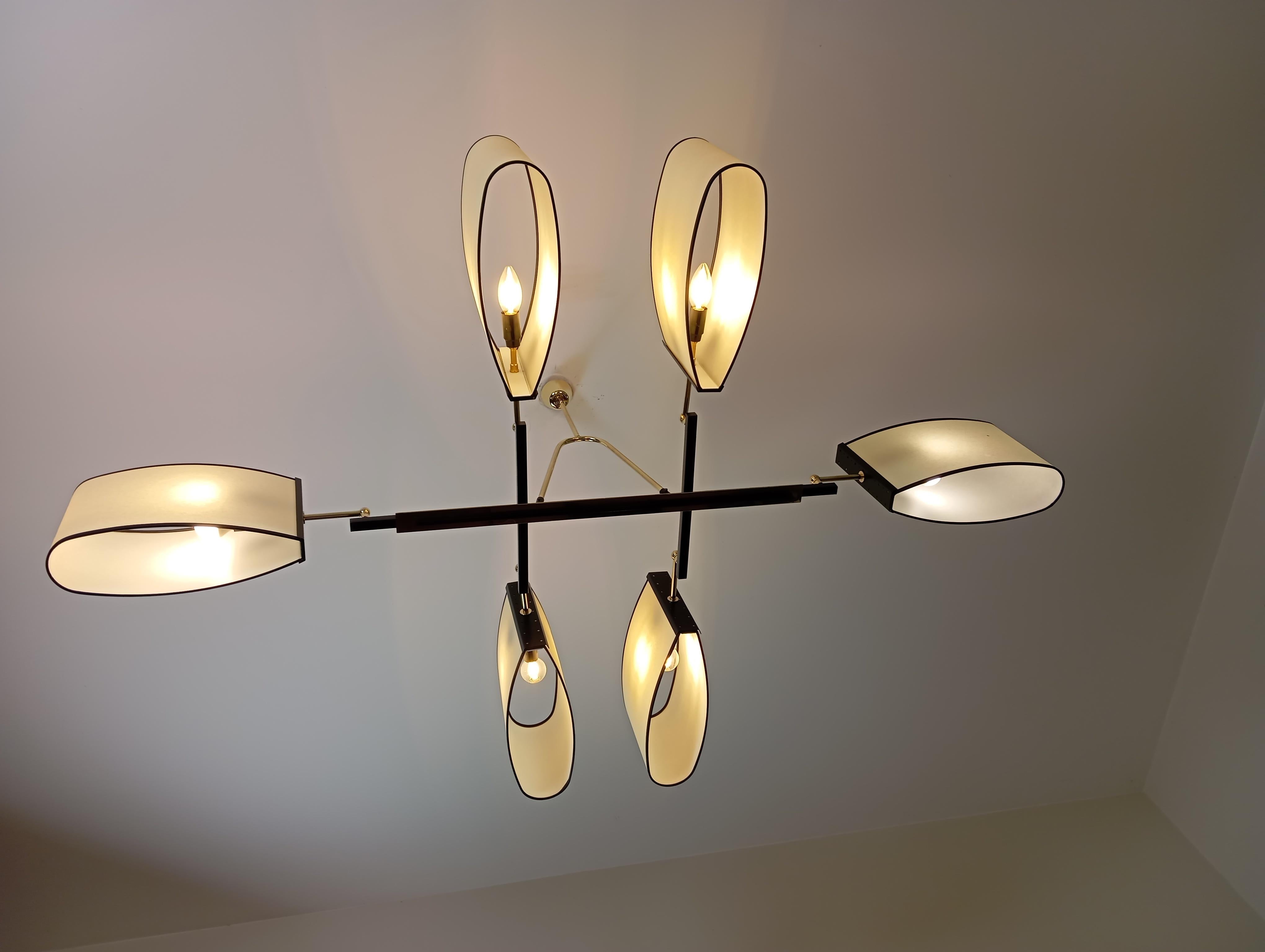 XX secolo Lampadario a 6 bracci di R. Lunel, circa 1950 in vendita