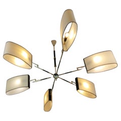 6-arm chandelier by R. Lunel, circa 1950 6-arm chandelier by R. Lunel, circa 1950