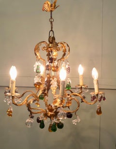 6 Arm Crystal Chandelier Hung with Coloured Fruits  This is a stunning piece