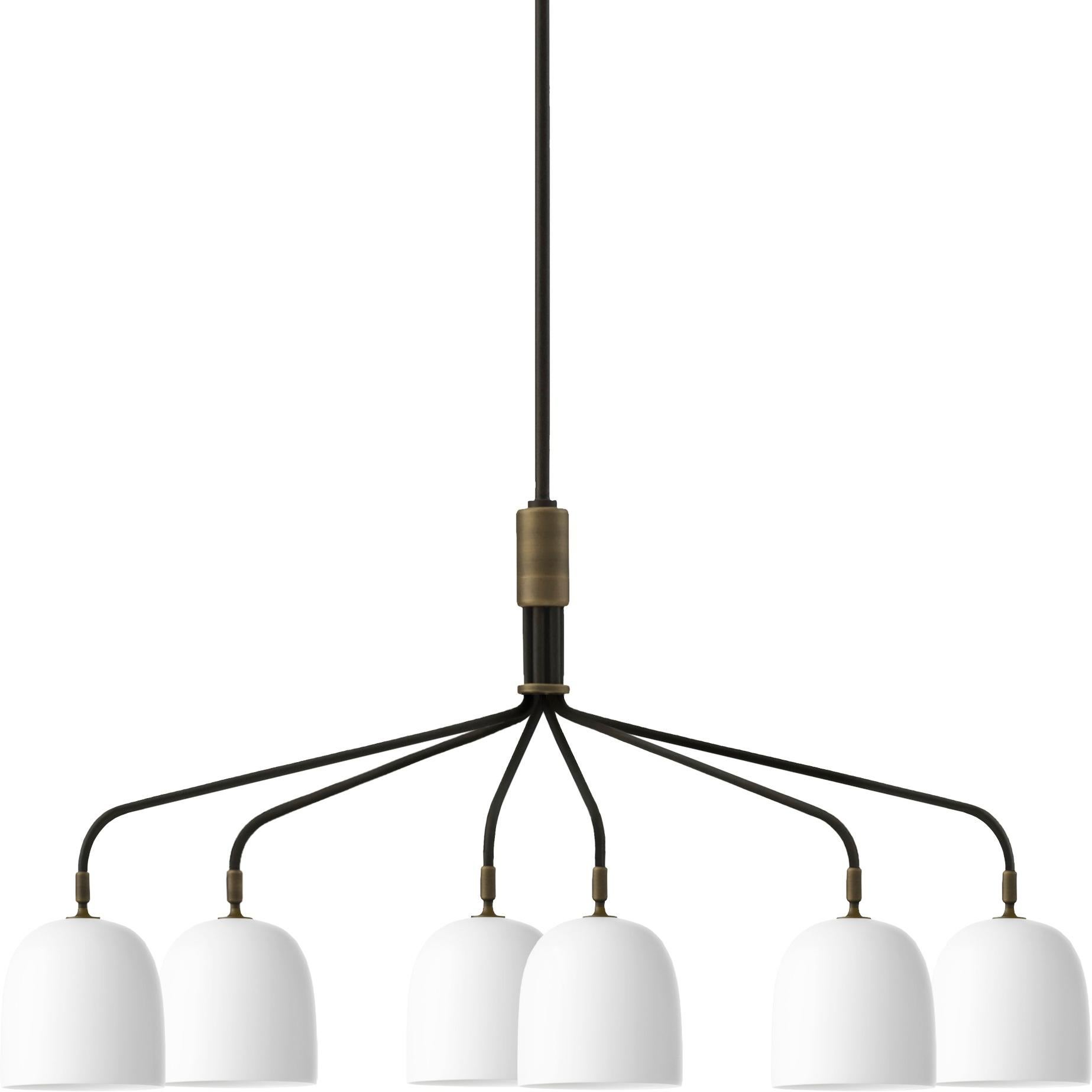6-Arm 'Howard' Chandelier by Space Copenhagen for GUBI in Bone China In New Condition For Sale In Glendale, CA