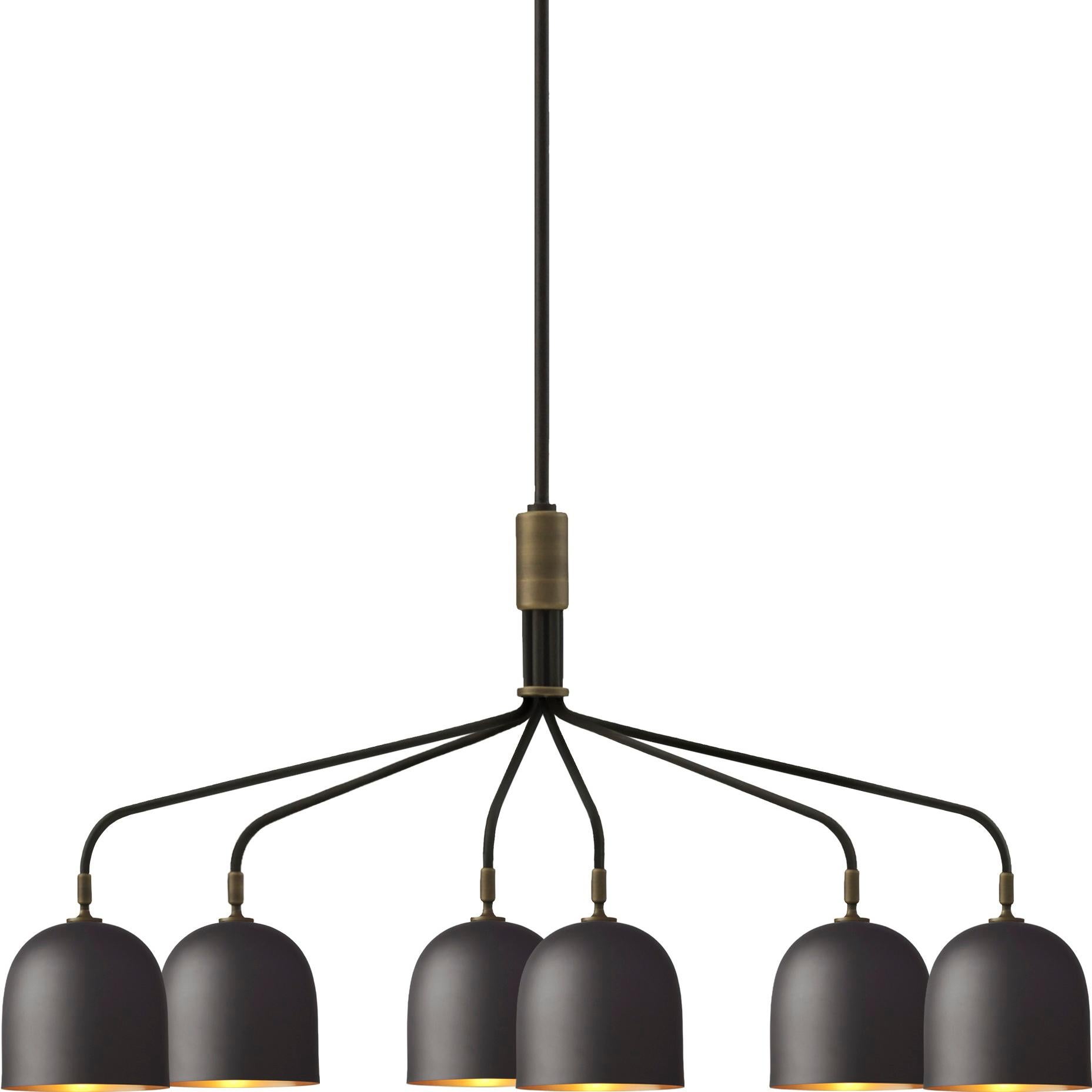 Metal 6-Arm 'Howard' Chandelier by Space Copenhagen for GUBI in Bone China For Sale