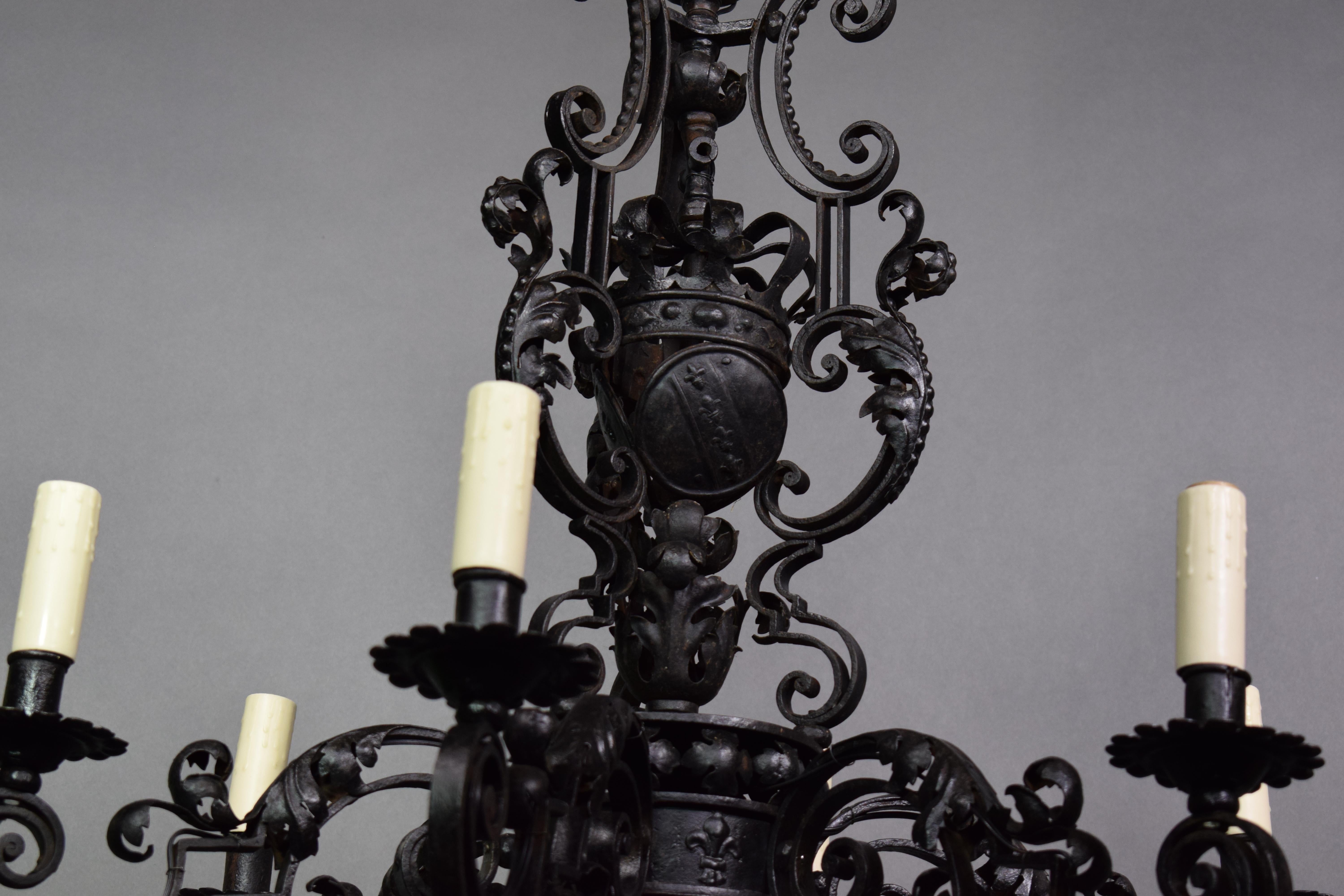 French A very fine iron chandelier