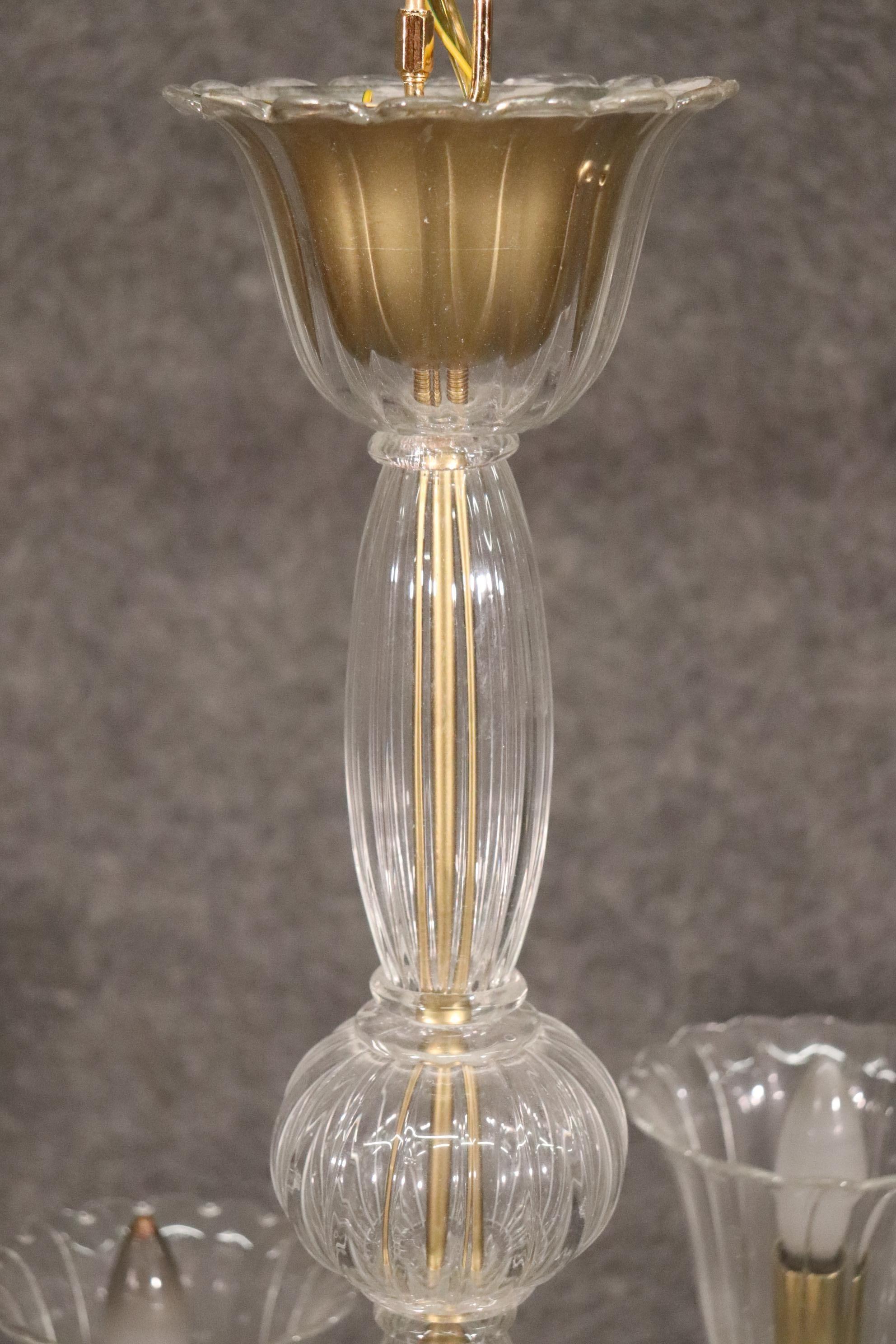 Art Glass 6-Arm Italian Murano Glass Chandelier For Sale