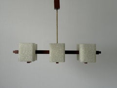 Lámpara de techo de 6 brazos de plexiglás y marco de teca, años 60, Alemania