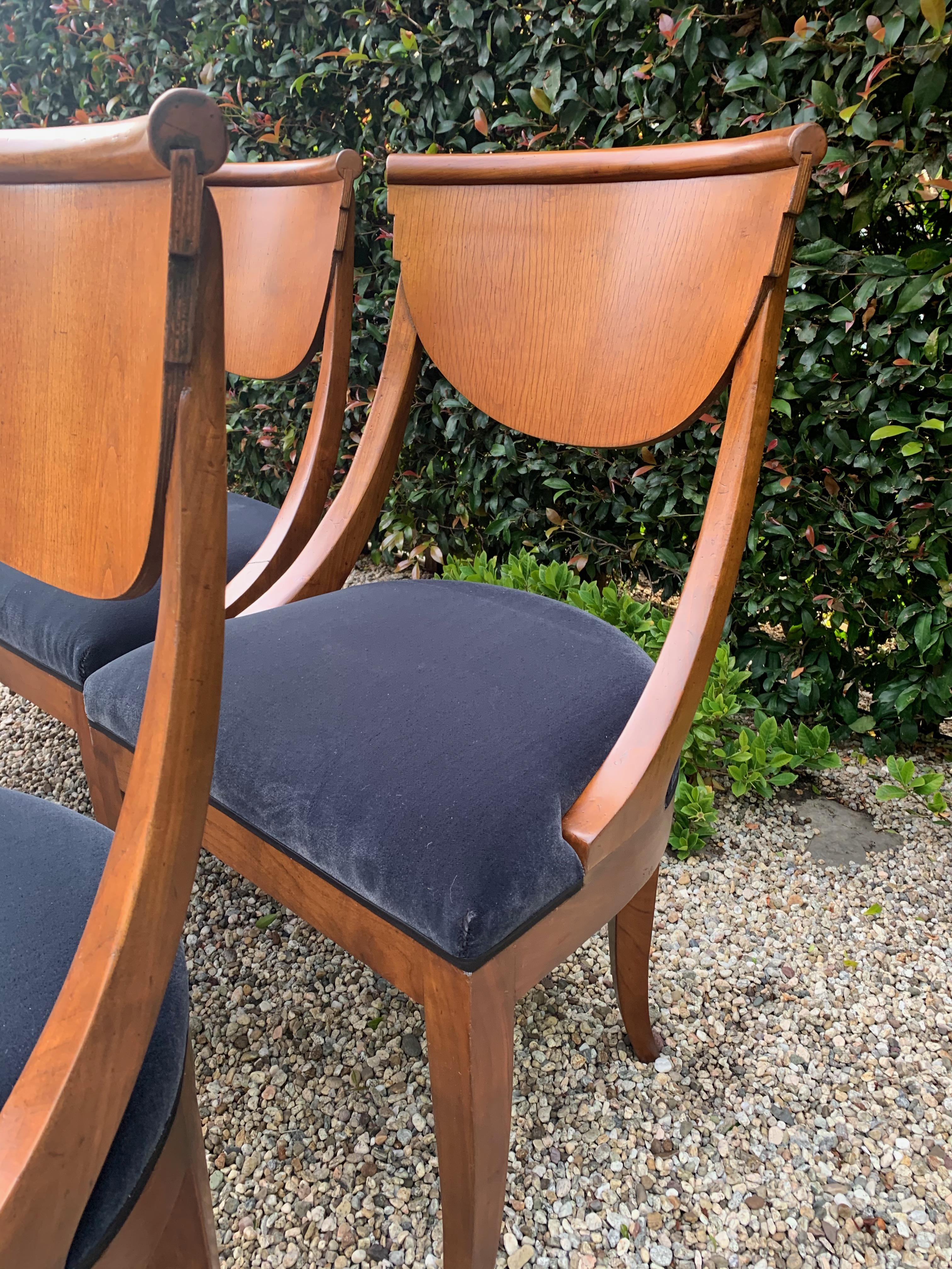 20th Century 6 Upholstered Italian Maple Deco Dining Chairs