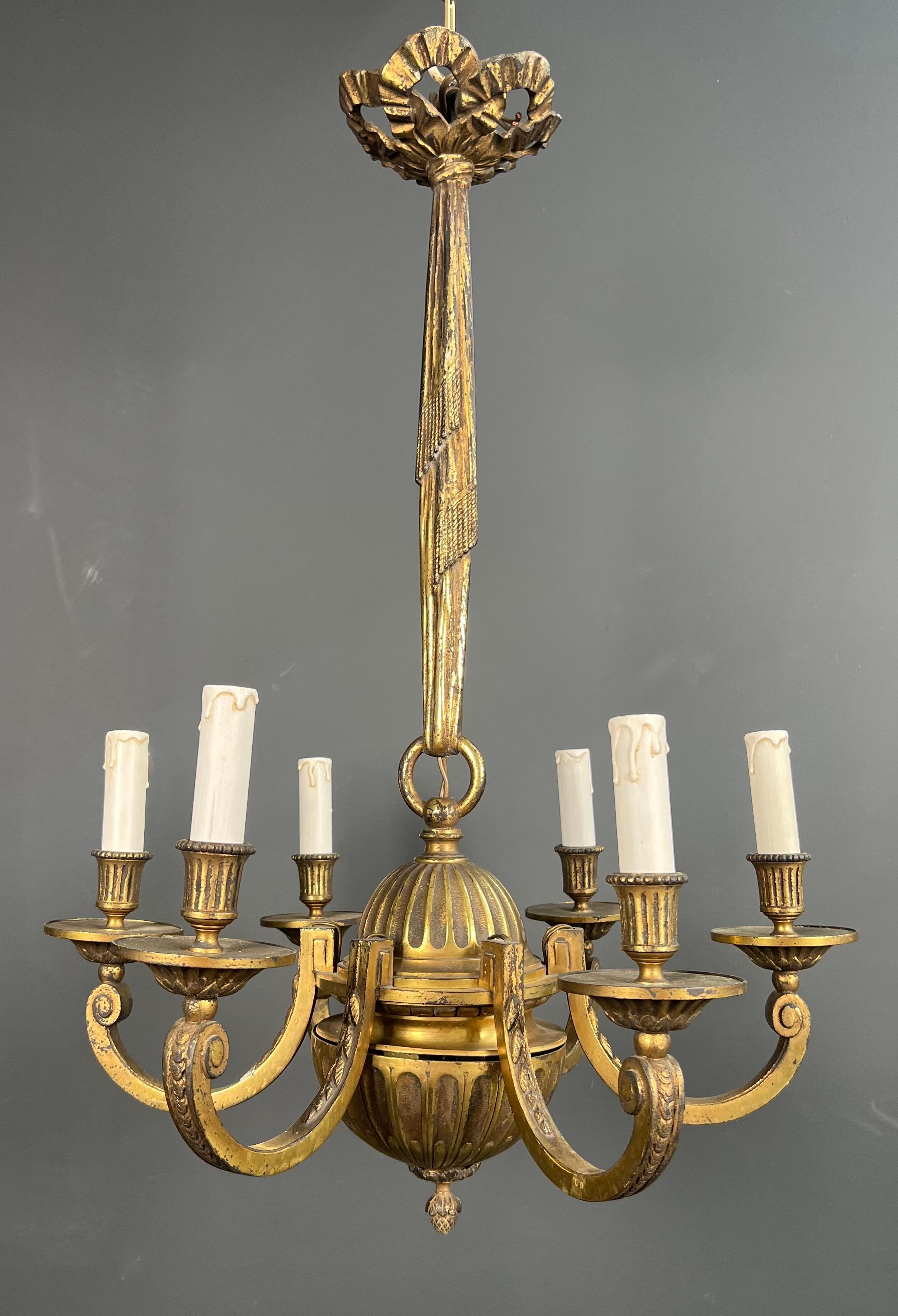6-armiger Bronze-Kronleuchter im Stil von Ludwig dem 16. im Angebot 6