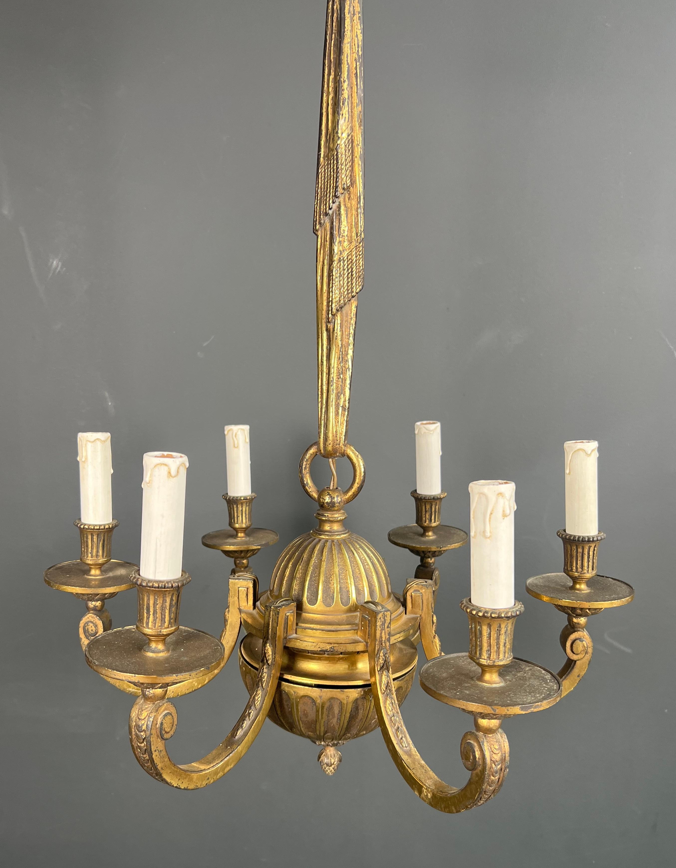 6-armiger Bronze-Kronleuchter im Stil von Ludwig dem 16. im Angebot 2