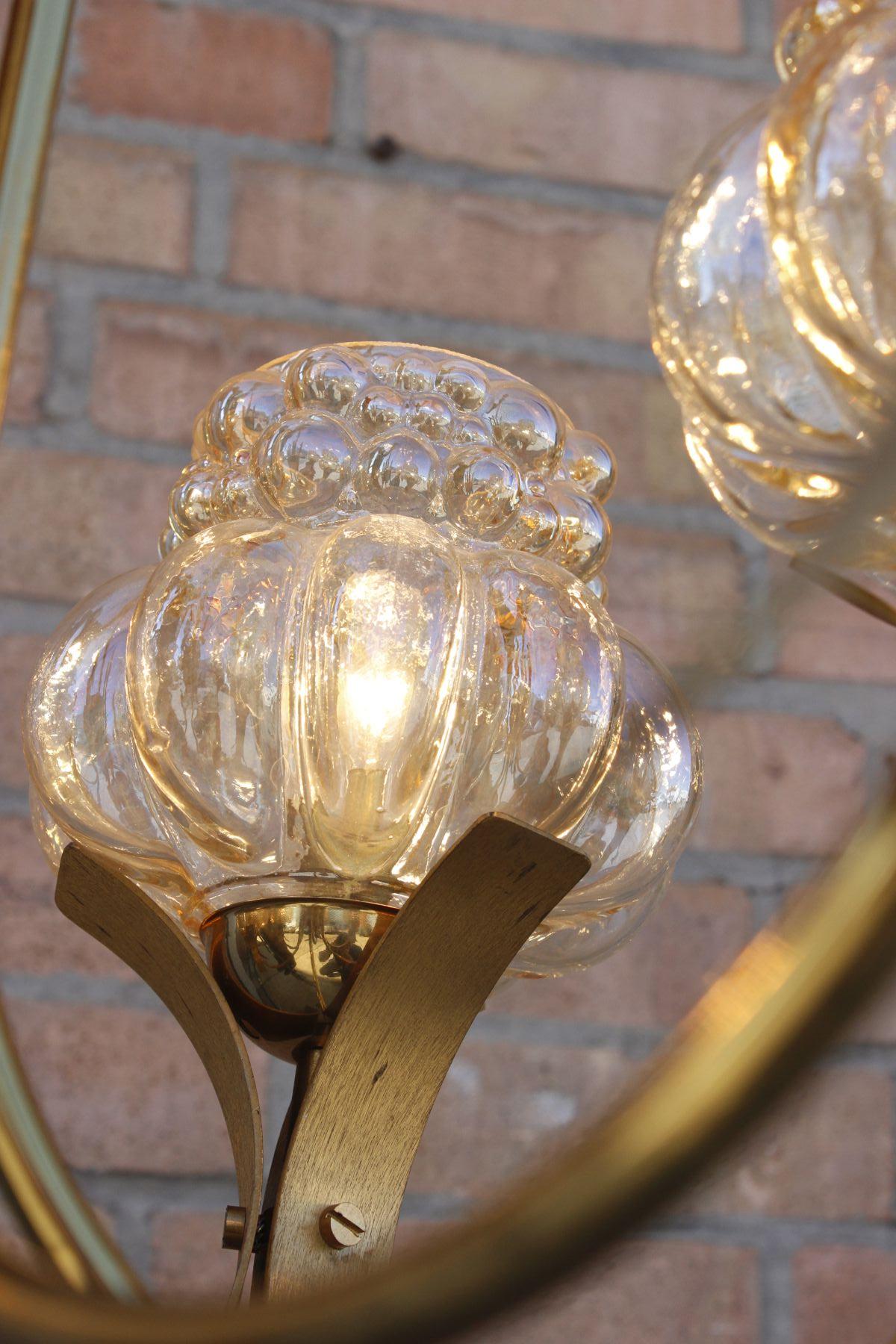 6 Arms bubble glass chandelier in the style of Helena Tynell, 1970s For Sale 5