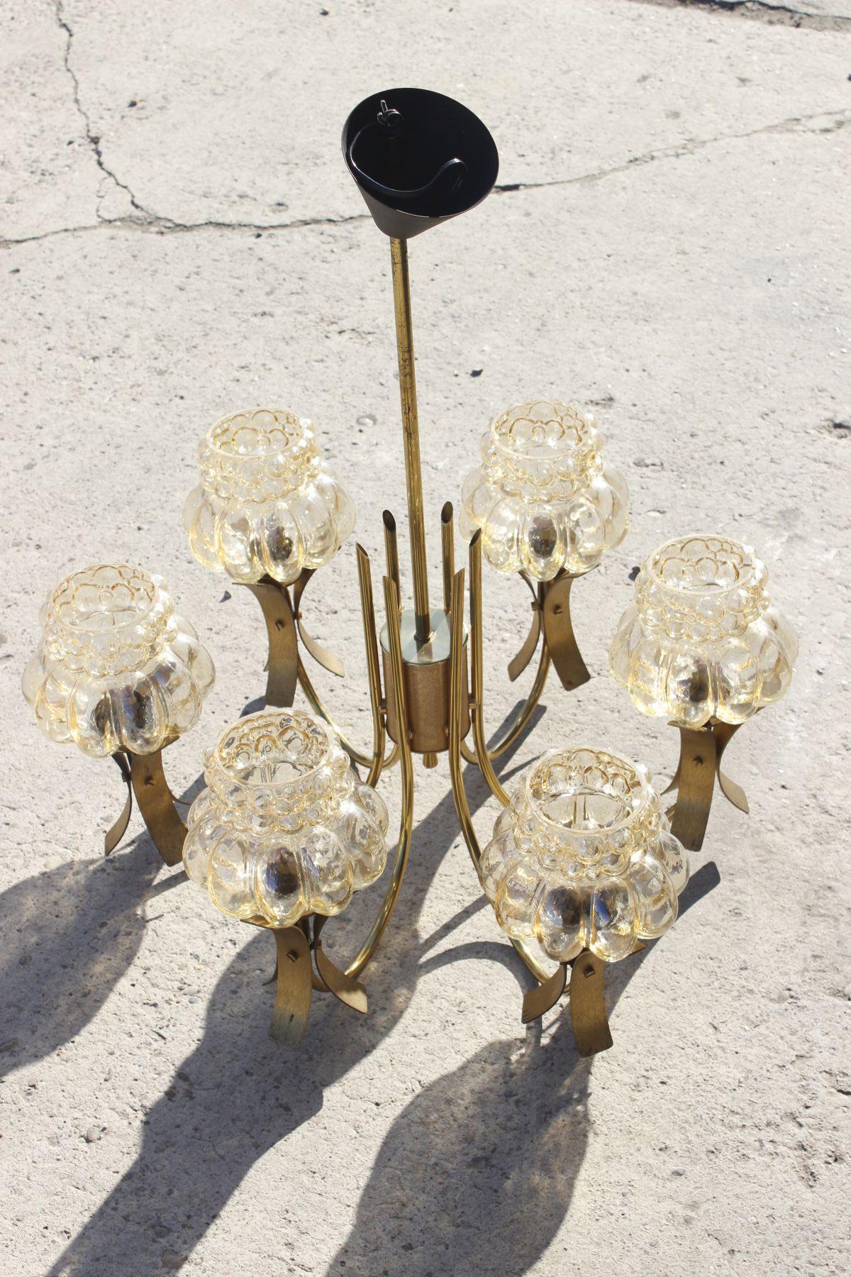 6 Arms bubble glass chandelier in the style of Helena Tynell, 1970s For Sale 11