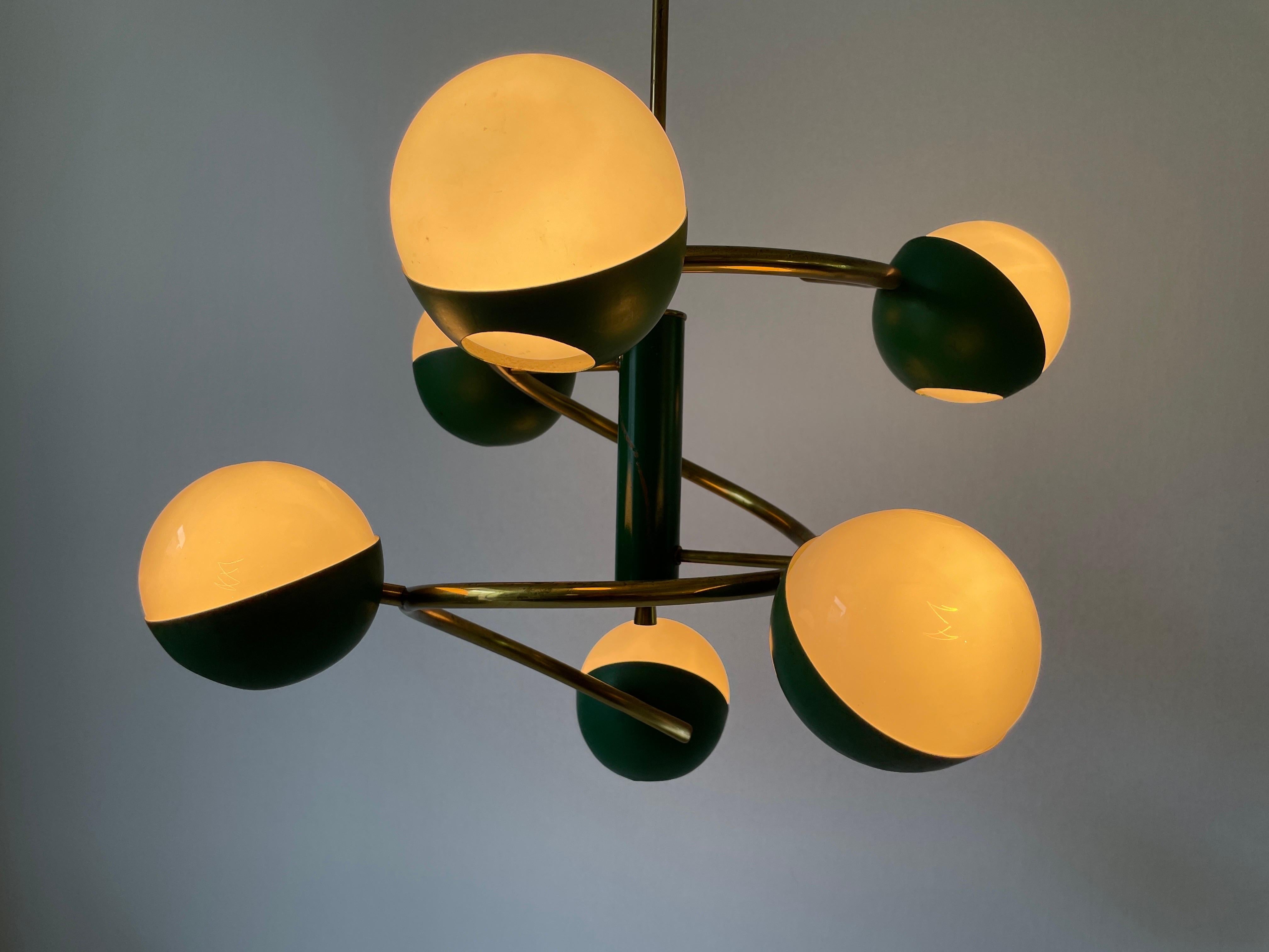 Lampada da soffitto a 6 bracci in Greene & Greene attribuita a Stilnovo, anni '60, Italia in vendita 8