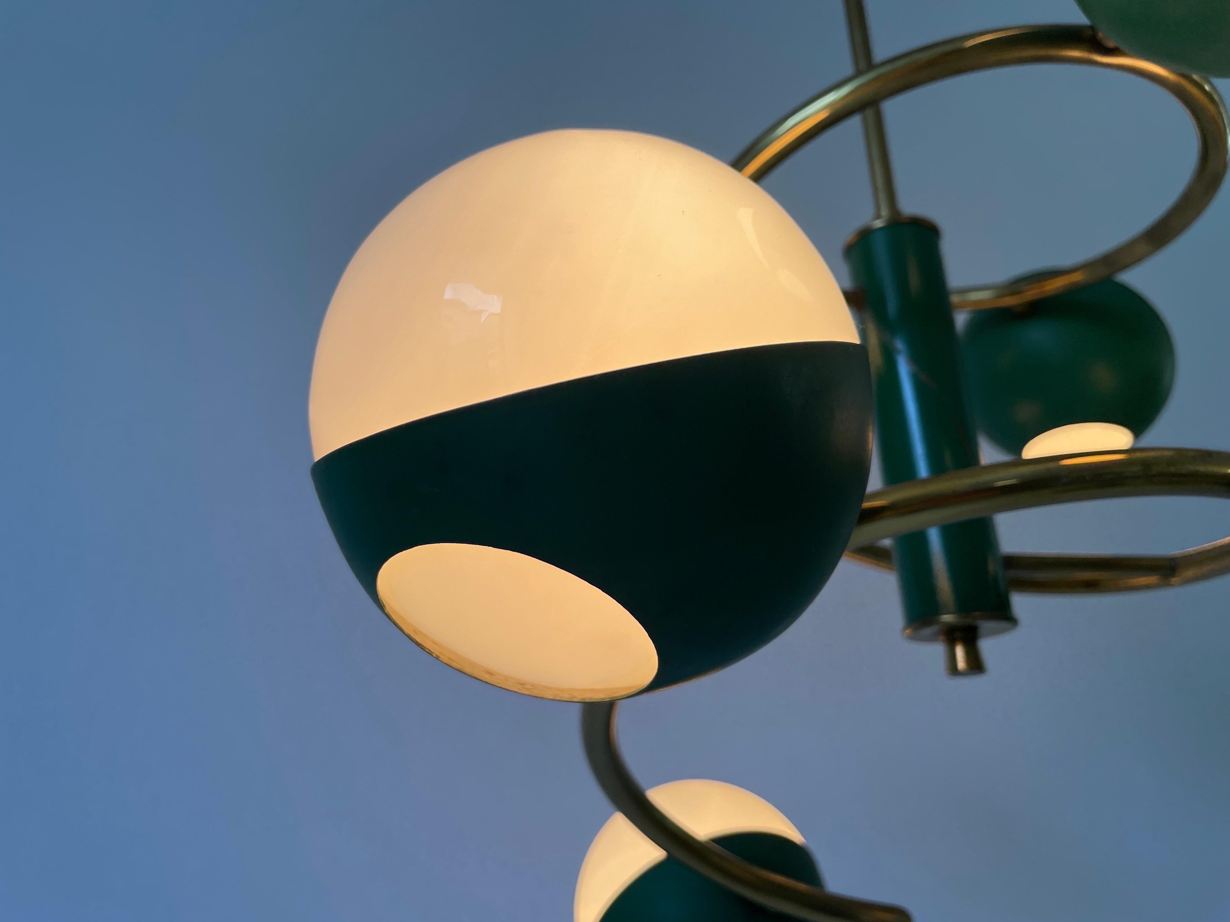 Lampada da soffitto a 6 bracci in Greene & Greene attribuita a Stilnovo, anni '60, Italia in vendita 9