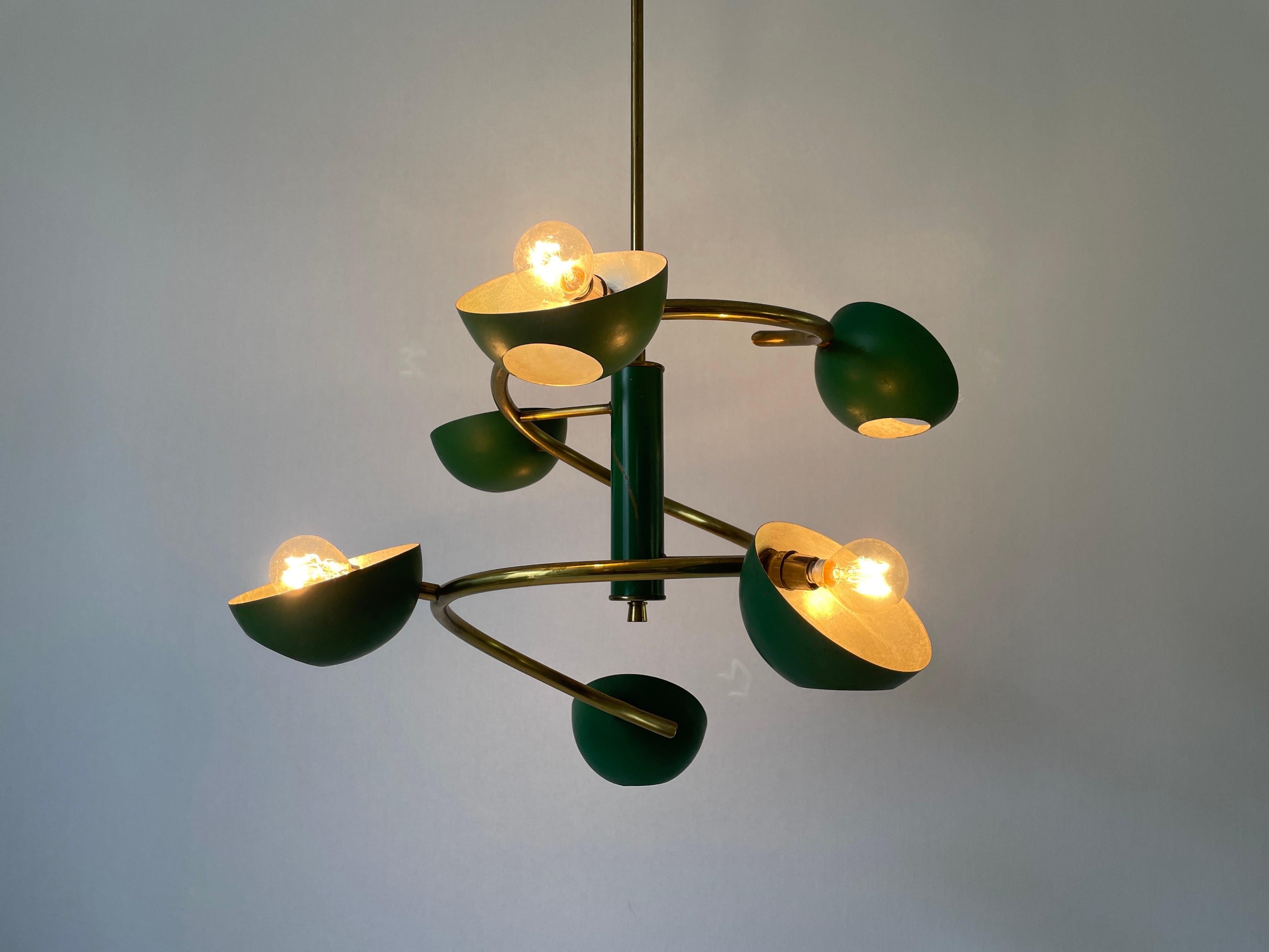 Lampada da soffitto a 6 bracci in Greene & Greene attribuita a Stilnovo, anni '60, Italia in vendita 10