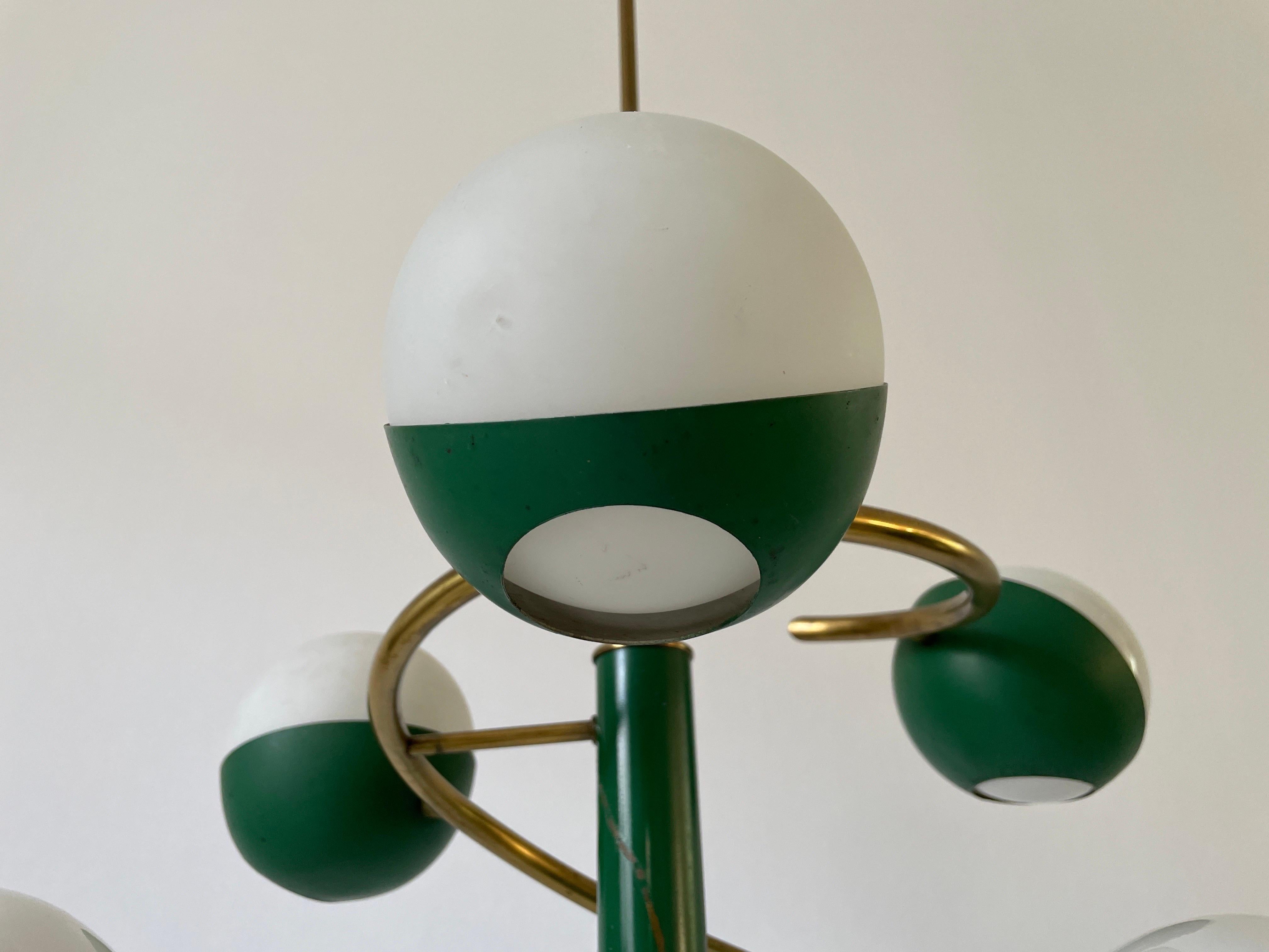 Lampada da soffitto a 6 bracci in Greene & Greene attribuita a Stilnovo, anni '60, Italia In condizioni buone in vendita a Hagenbach, DE