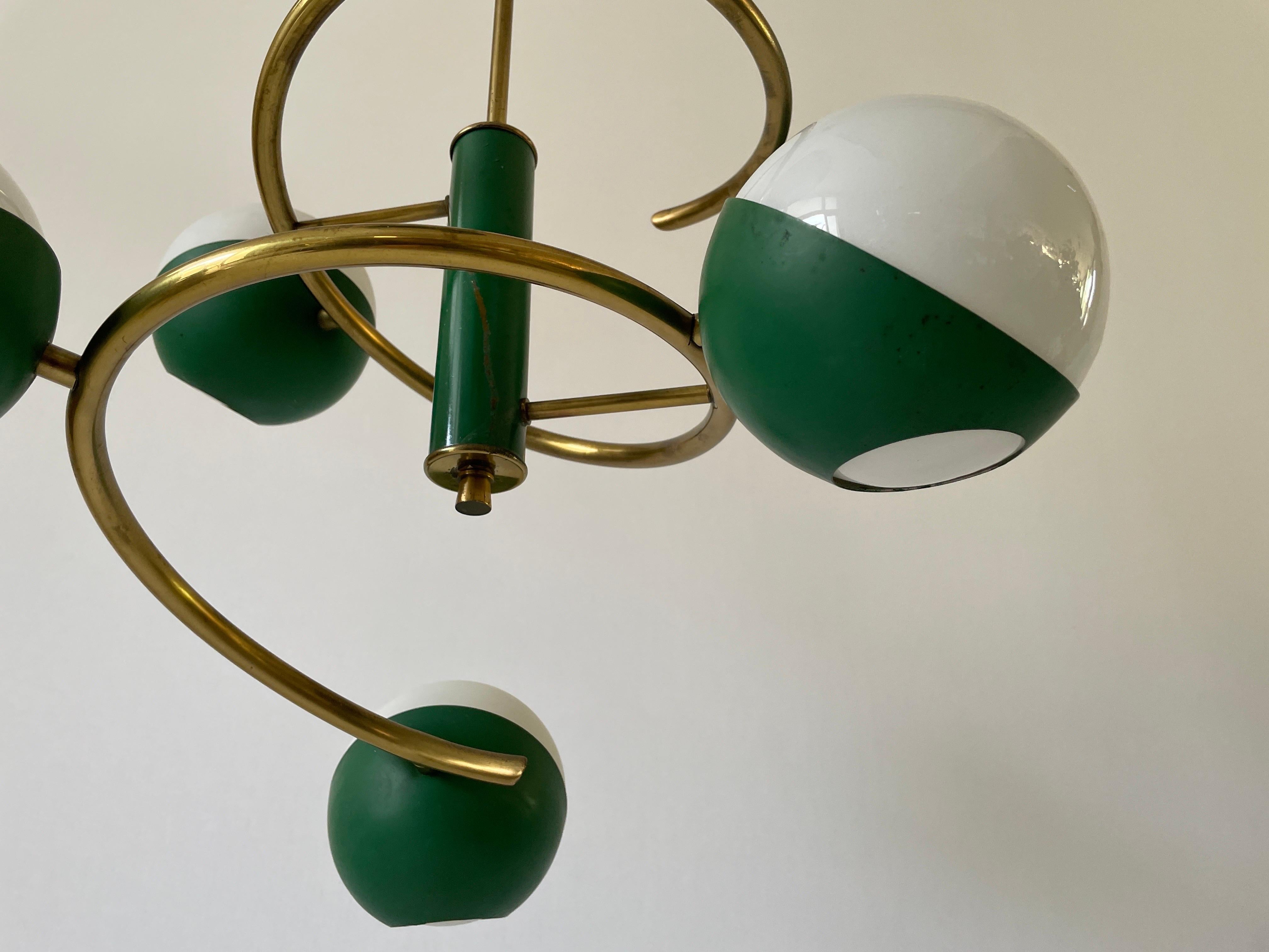 Metà XX secolo Lampada da soffitto a 6 bracci in Greene & Greene attribuita a Stilnovo, anni '60, Italia in vendita