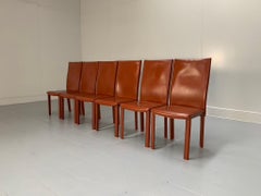 6 Arper Dining Chairs - In Brown Saddle Leather