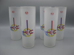 6 Art Deco 1939 New York World's Fair RCA Radio Advertising Cocktail Glasses Set